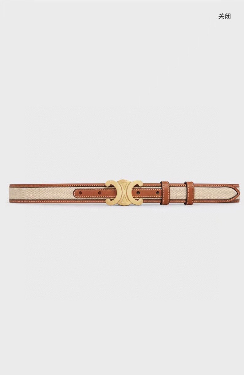 [TOP] CELINE Belt Calfskin 2.5cm - White and Brown - 711 Luxury