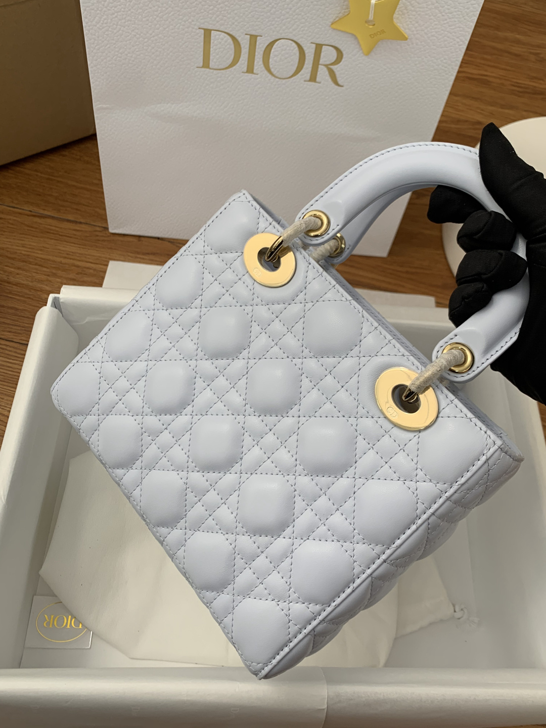 [TOP] Christian Dior Lady Dior Bag Lambskin 20x16.5x8cm - Blue