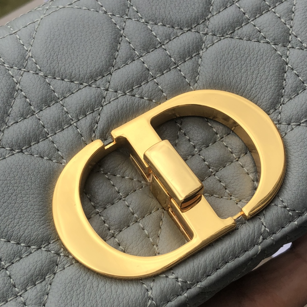 [TOP] Christian Dior Caro Bag Calfskin 20x12x7cm - Gray