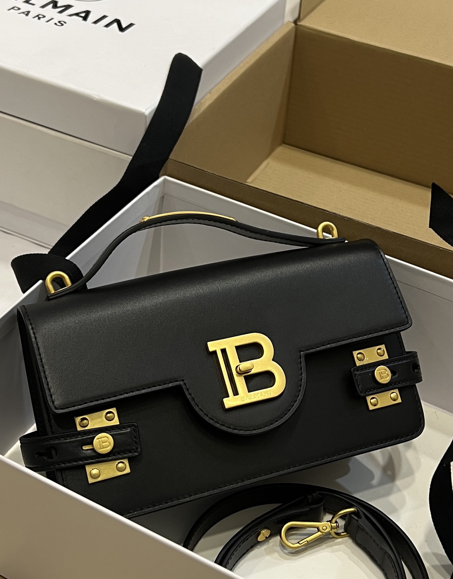 [TOP] BALMAIN Cowhide Bag 23*14*8cm - Black - 711 Luxury