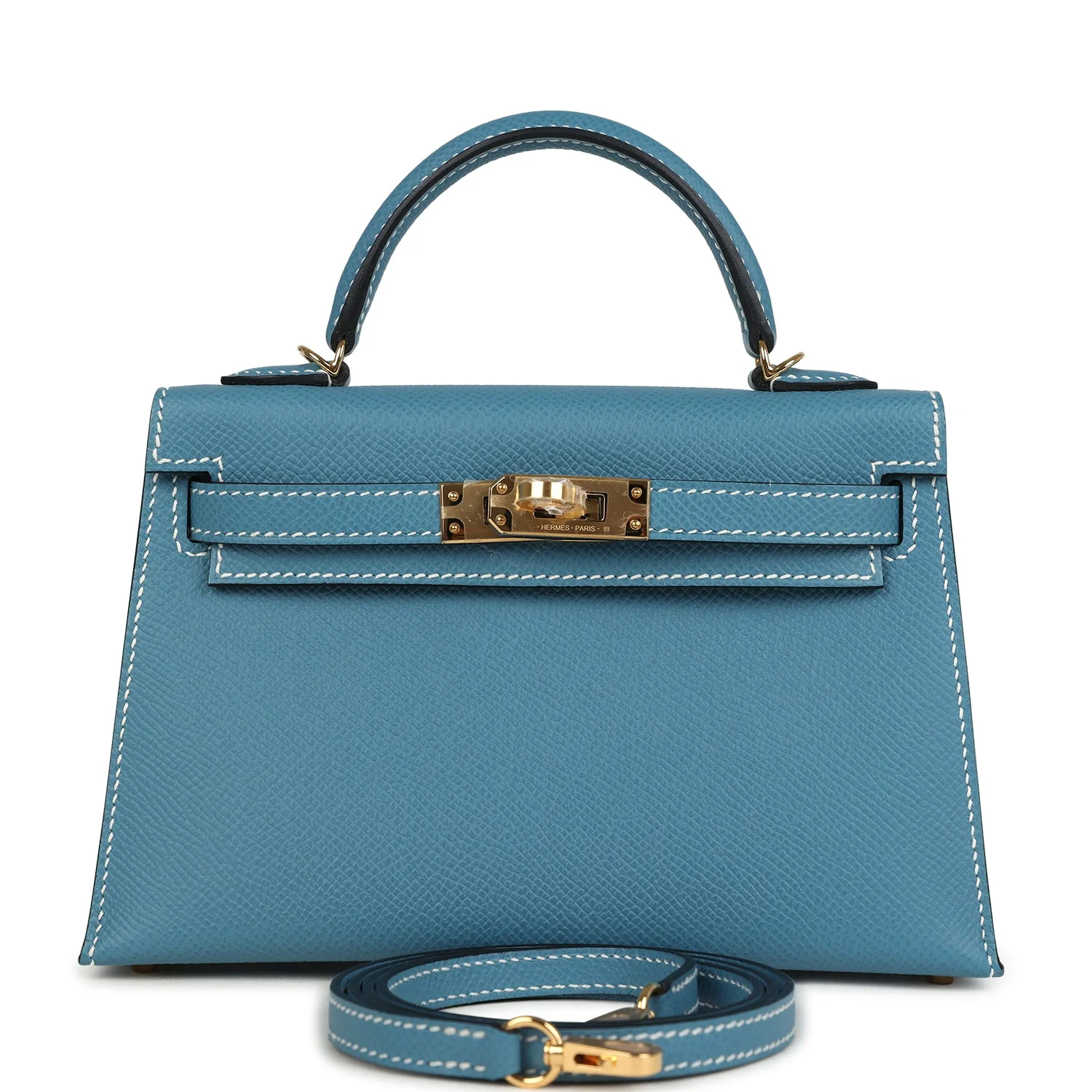 Hermes Kelly Sellier  Blue Jean Epsom Gold Hardware