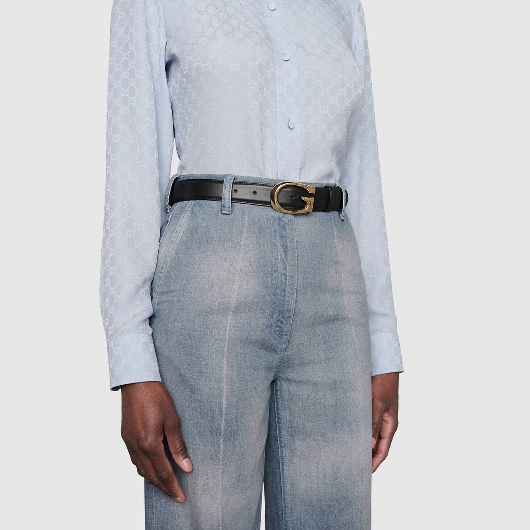 [TOP] GUCCI GG Belt Calfskin 3.0cm - Black - 711 Luxury
