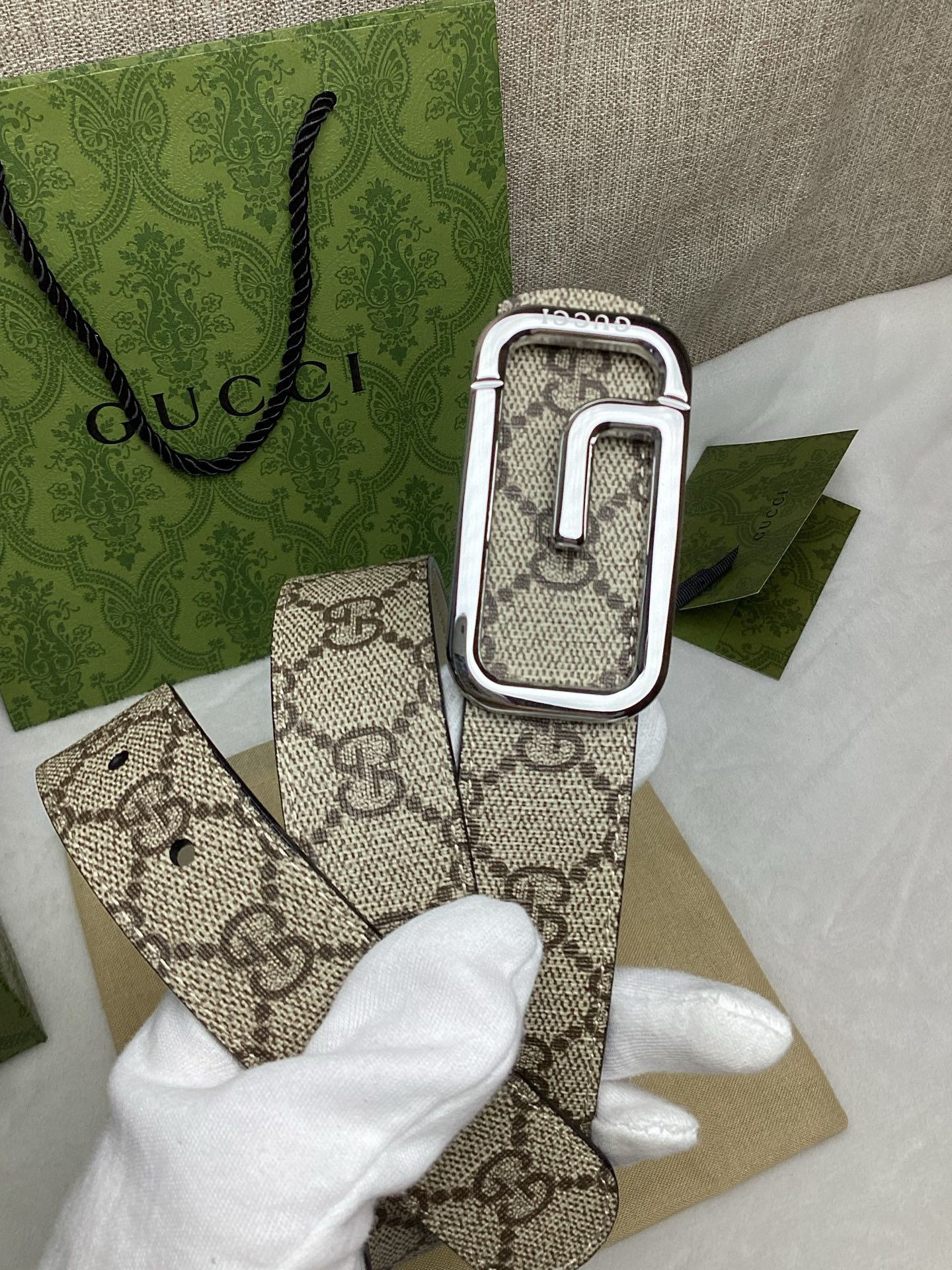 [TOP] GUCCI Double-sided Belt 3 cm - Beige - 711 Luxury