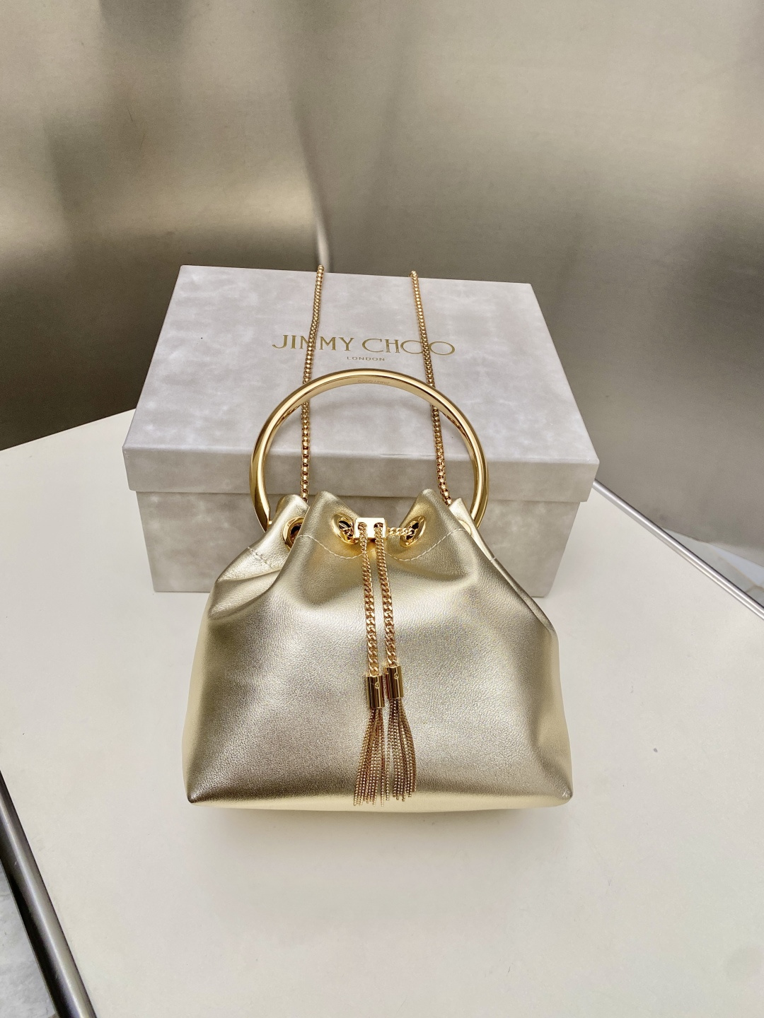 [TOP] JIMMY CHOO Bon Bon Bag 16*15*9.5CM - Gold - 711 Luxury