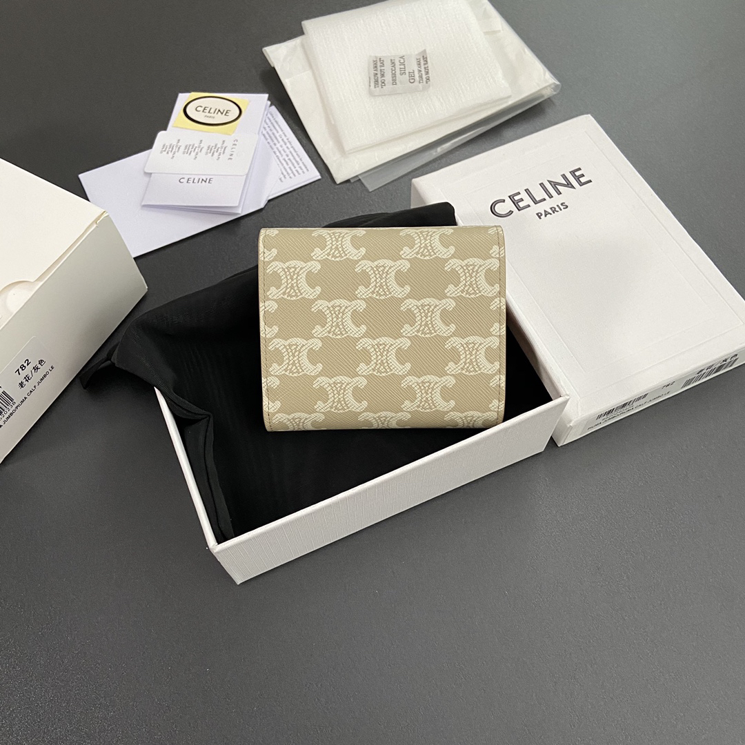 [TOP] CELINE Triomphe Logo Wallet 10.5-9-3cm - Brown - 711 Luxury