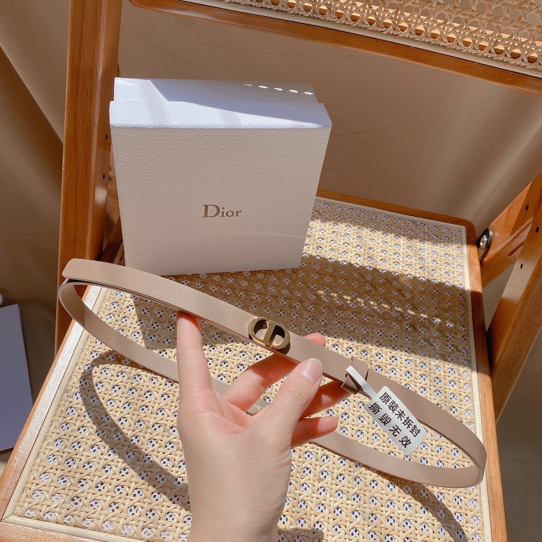 [TOP] Christian Dior Belt Cowhide 15mm - Apricot - 711 Luxury
