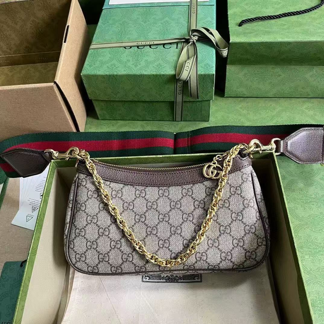[TOP] GUCCI Ophidia Bag with Strap and Chain 25X15.5X6cm - Brown - 711 Luxury
