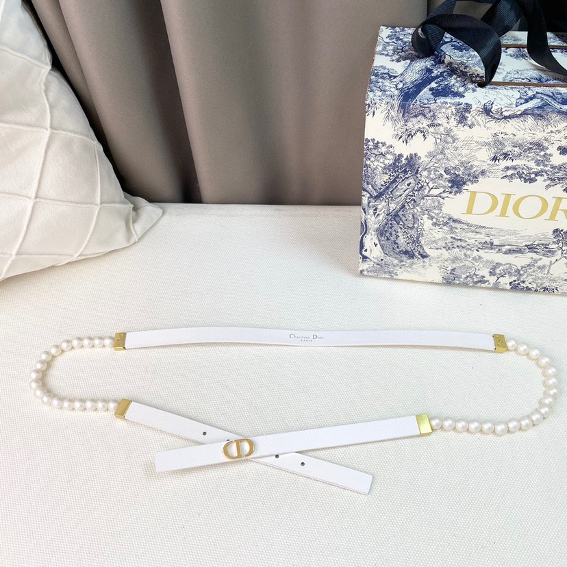 [TOP] Christian Dior Belt Cowhide 15mm - White - 711 Luxury