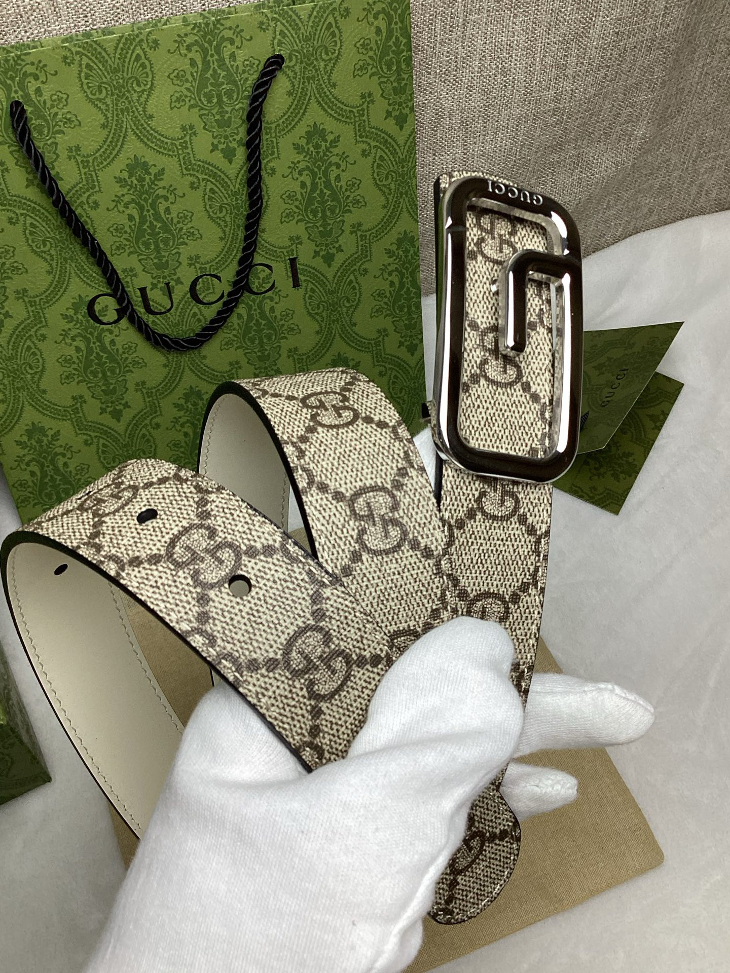 [TOP] GUCCI Double-sided Belt 3 cm - Beige - 711 Luxury