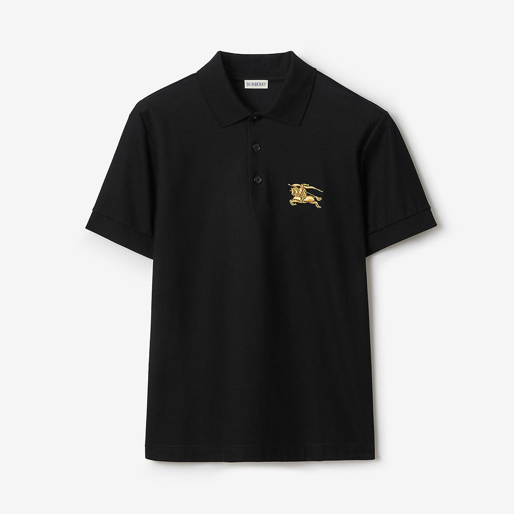 Burberry black Clothing Burberry Metallic EKD Cotton Polo Shirt in Black View 2 | Nigo Office