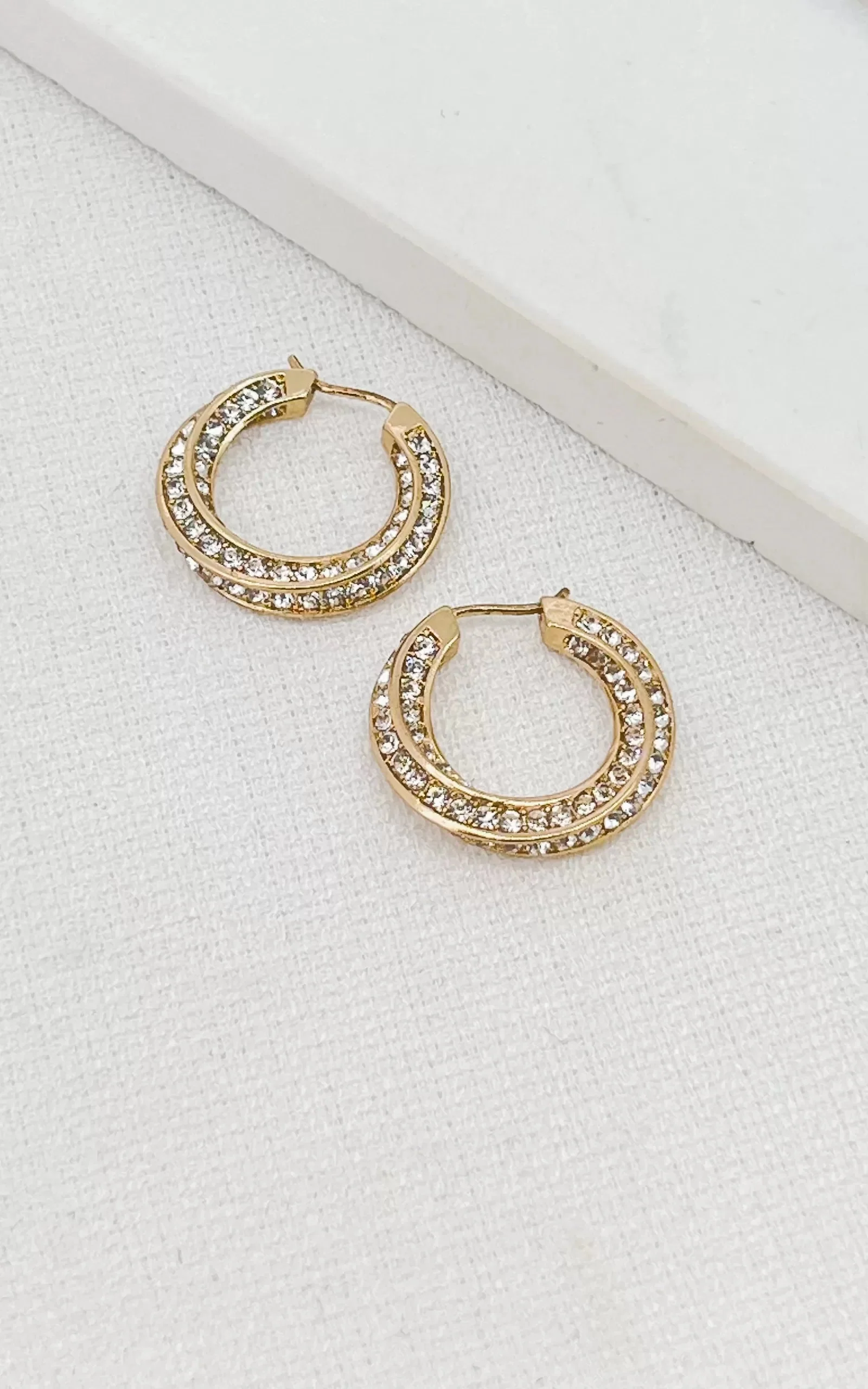 Gold Diamanté Hoop Earrings 6863