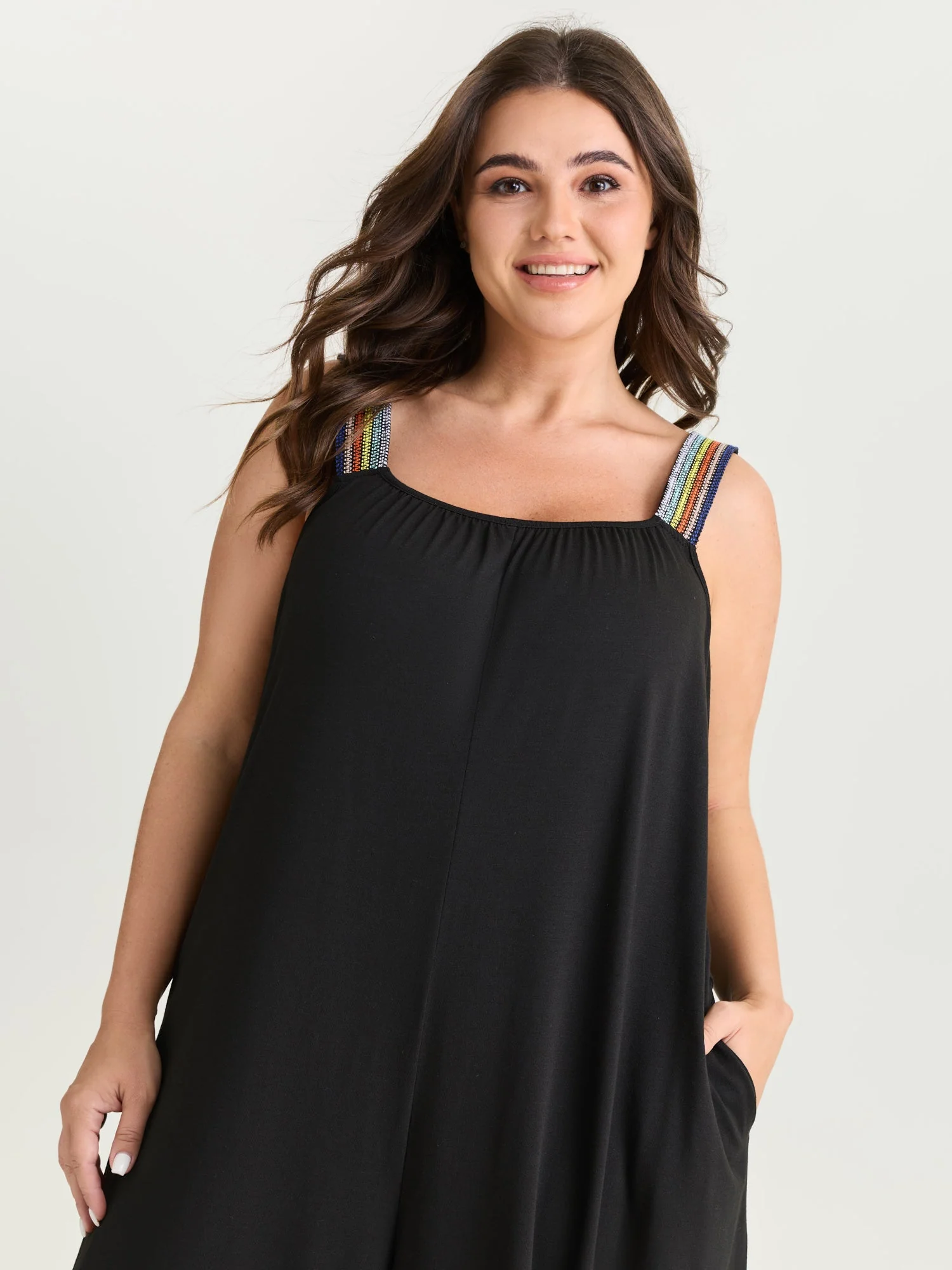 Supersoft Stretchy Colorful Straps Jumpsuit