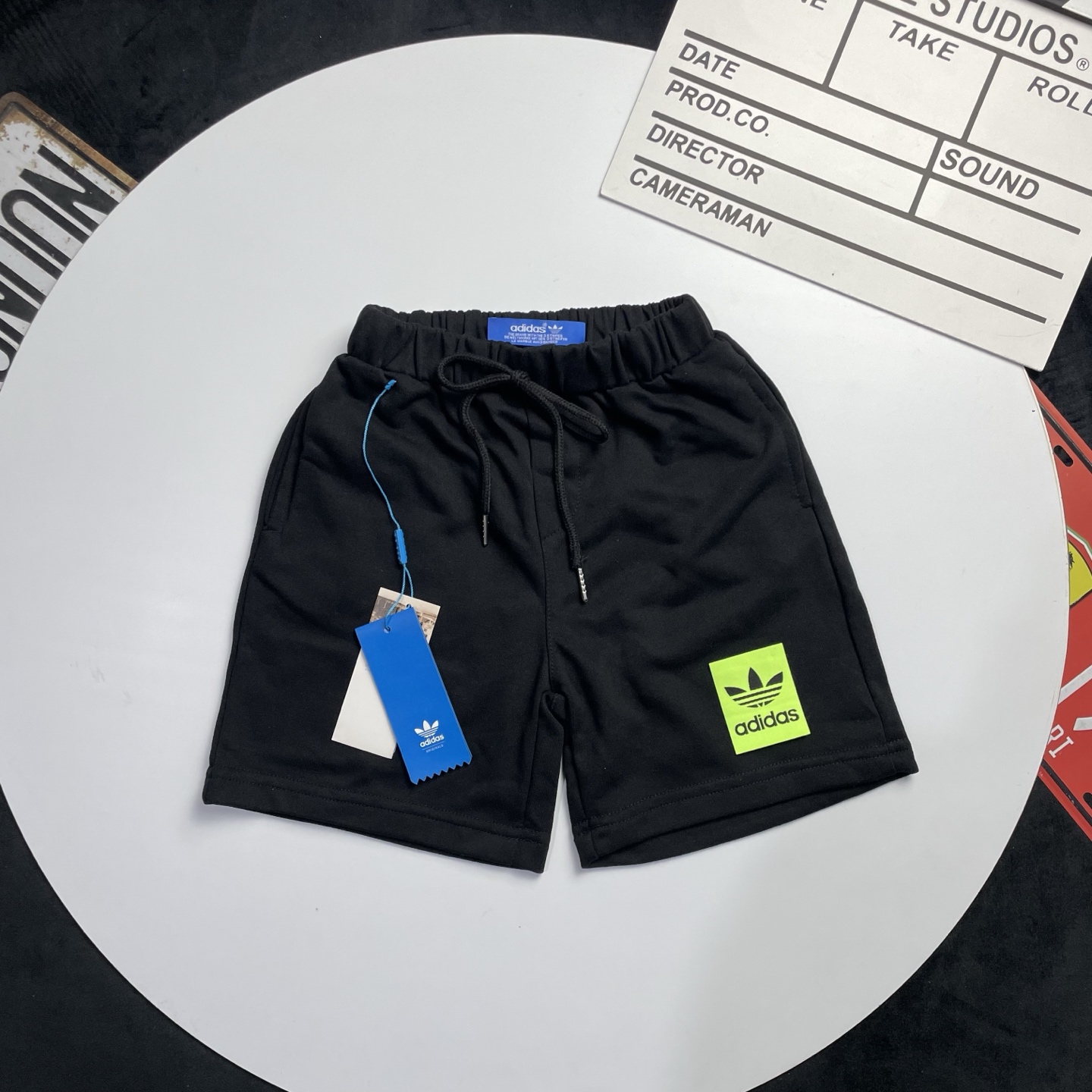 Adidas Kids French Terry Sweat Shorts For Boys Girls Neon Trefoil Logo Full Original Tags Sizes 90-150