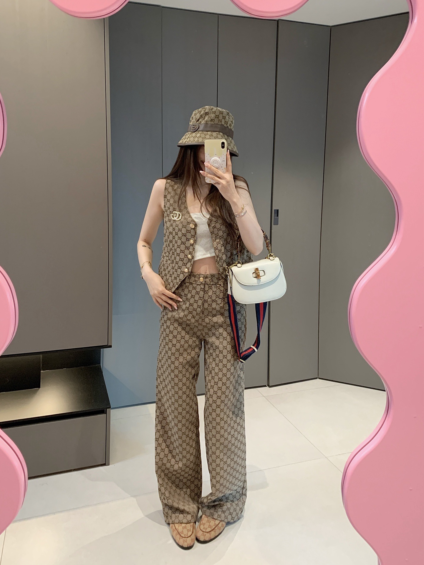 [TOP] GUCCI Vest + Pants Set - Brown