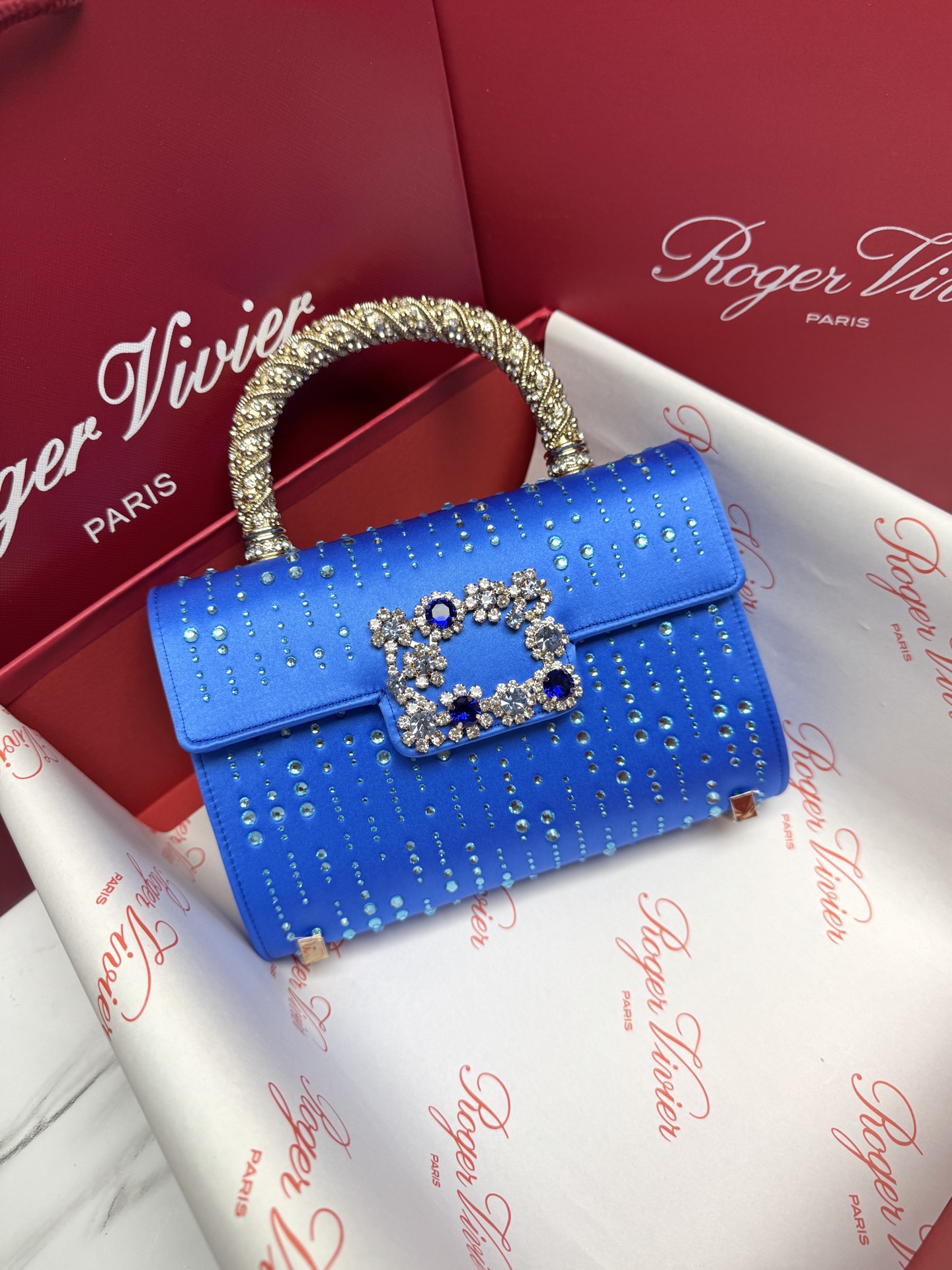 [TOP] ROGER VIVIER Diamond Bag 19-13-4 CM - Blue - 711 Luxury