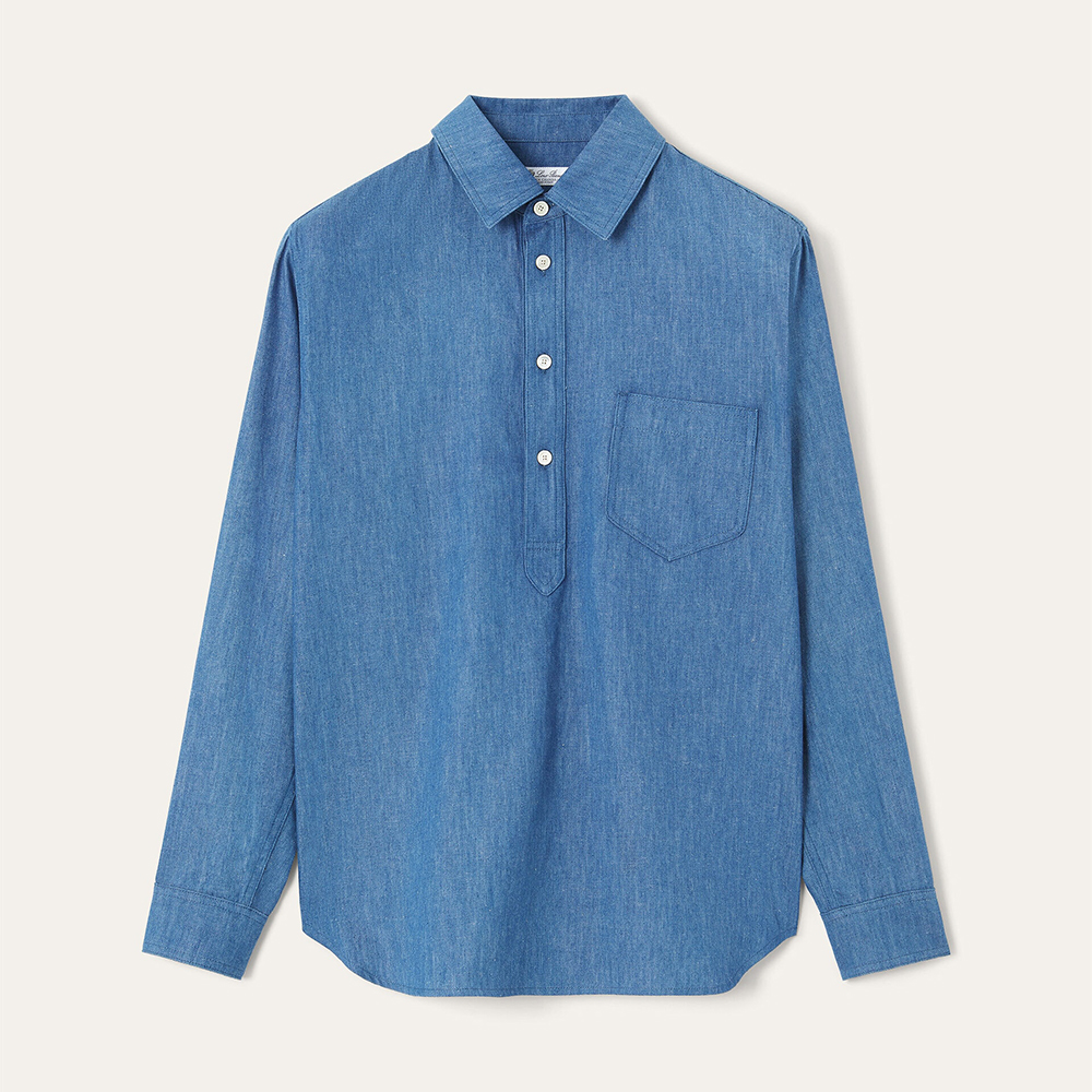 Loro Piana Evie Shirt Reinga Bermuda Shorts Cotton Linen Sapphire Dream #384969