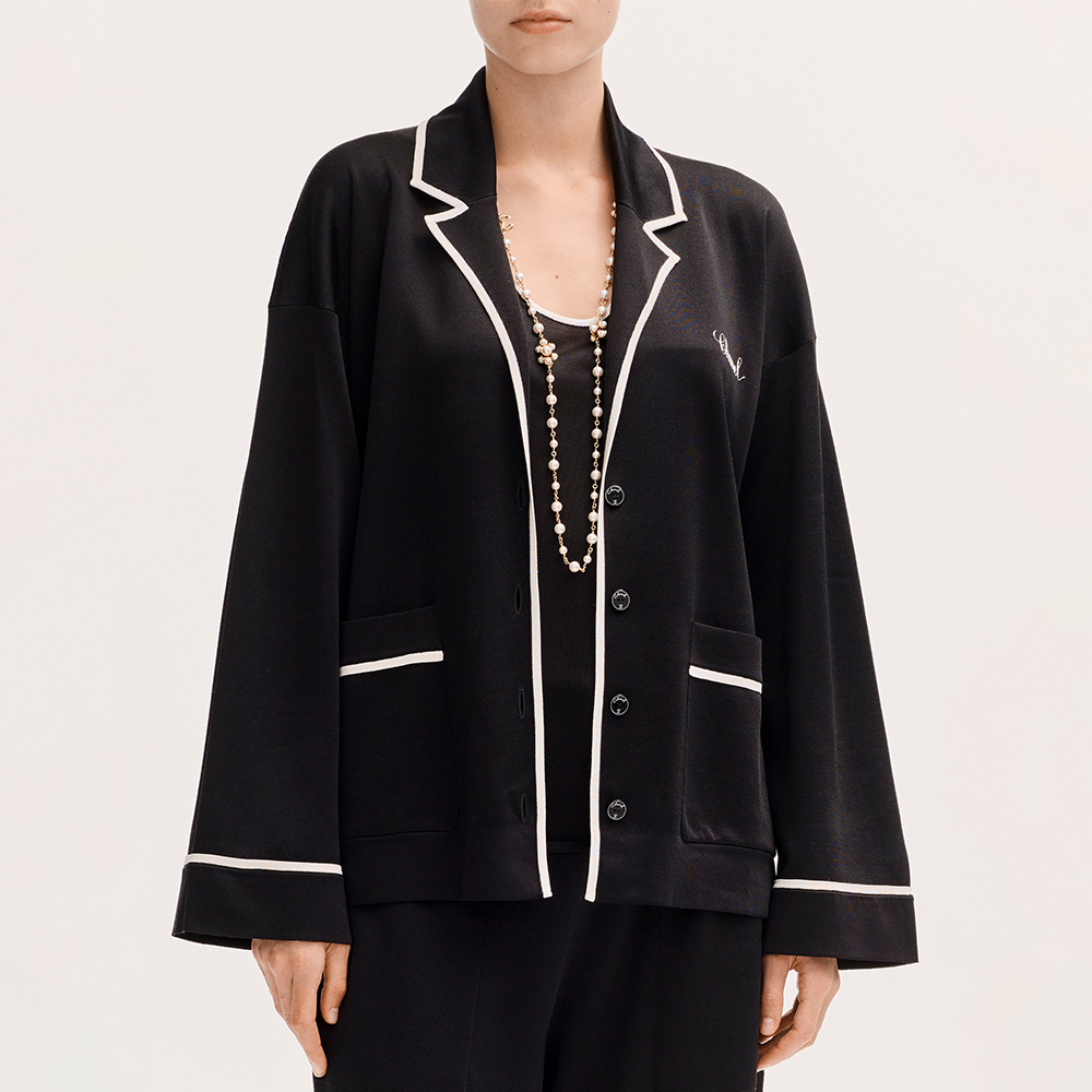 Chanel Jacket Silk Black White #380006