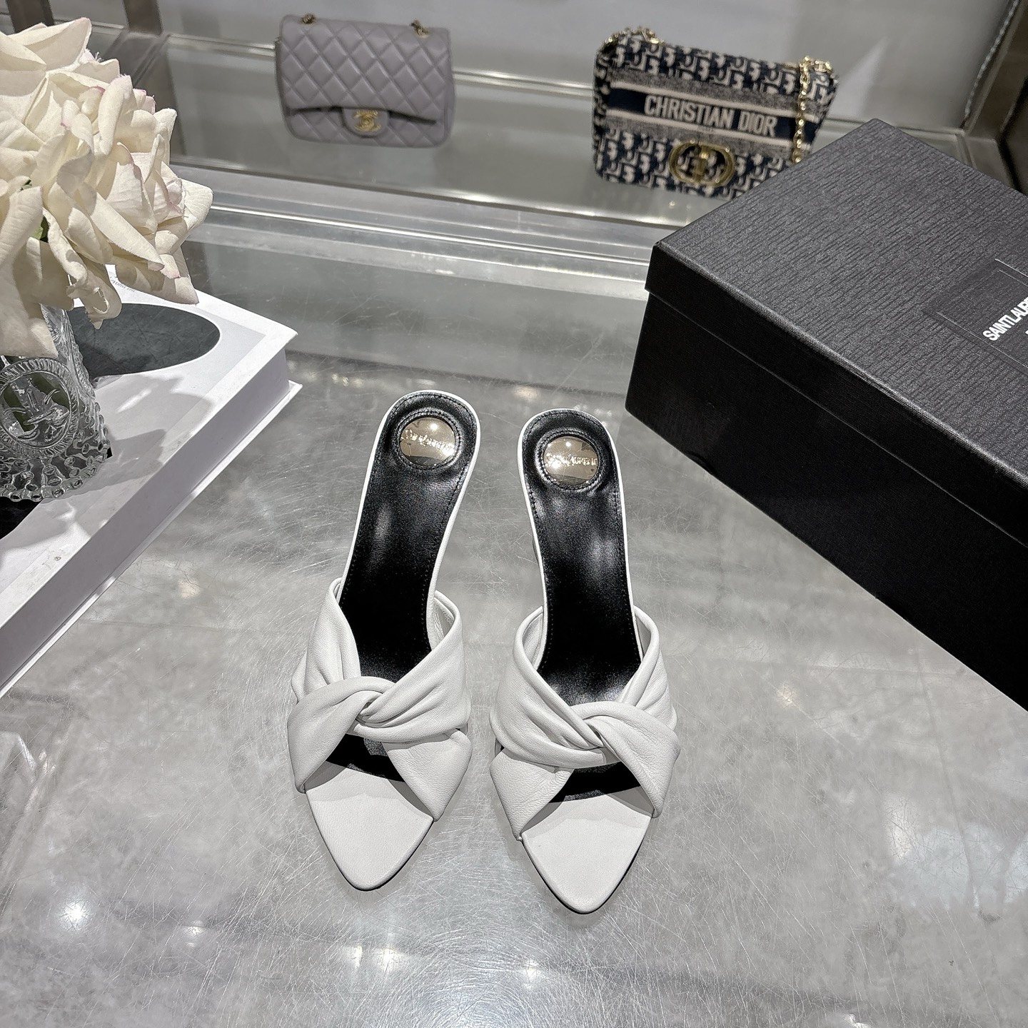 [TOP] Yves Saint Laurent YSL High Heels - White - 711 Luxury