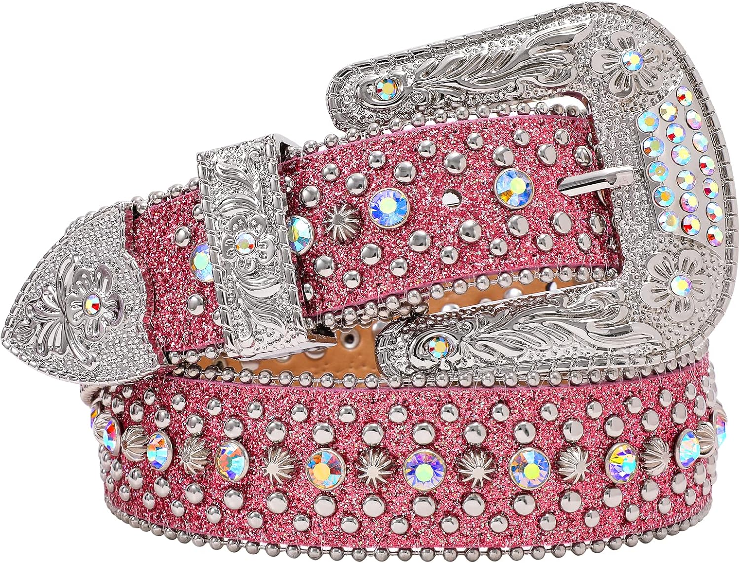 SUOSDEY Men Women Rhinestone Belt Western Cowboy Cowgirl Shine Crystal Diamond Studded Luxury Strap Belts