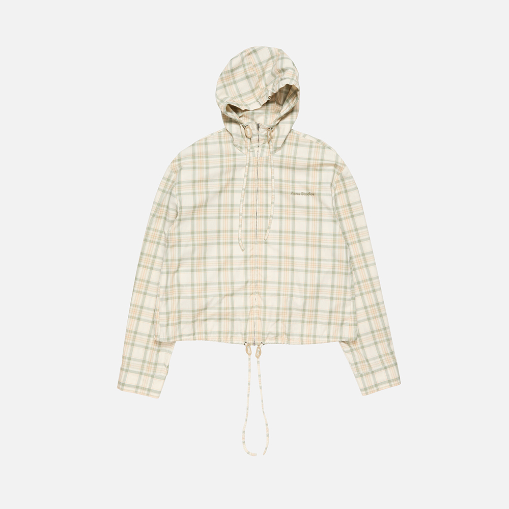 Acne Studios Hooded Check Jacket Green Orange #386276