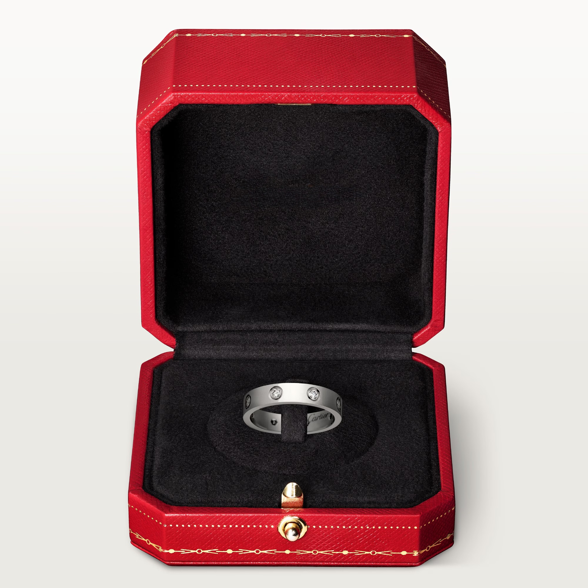 Carty Love Petite Lock Ring, White Gold, 8 Moissanite