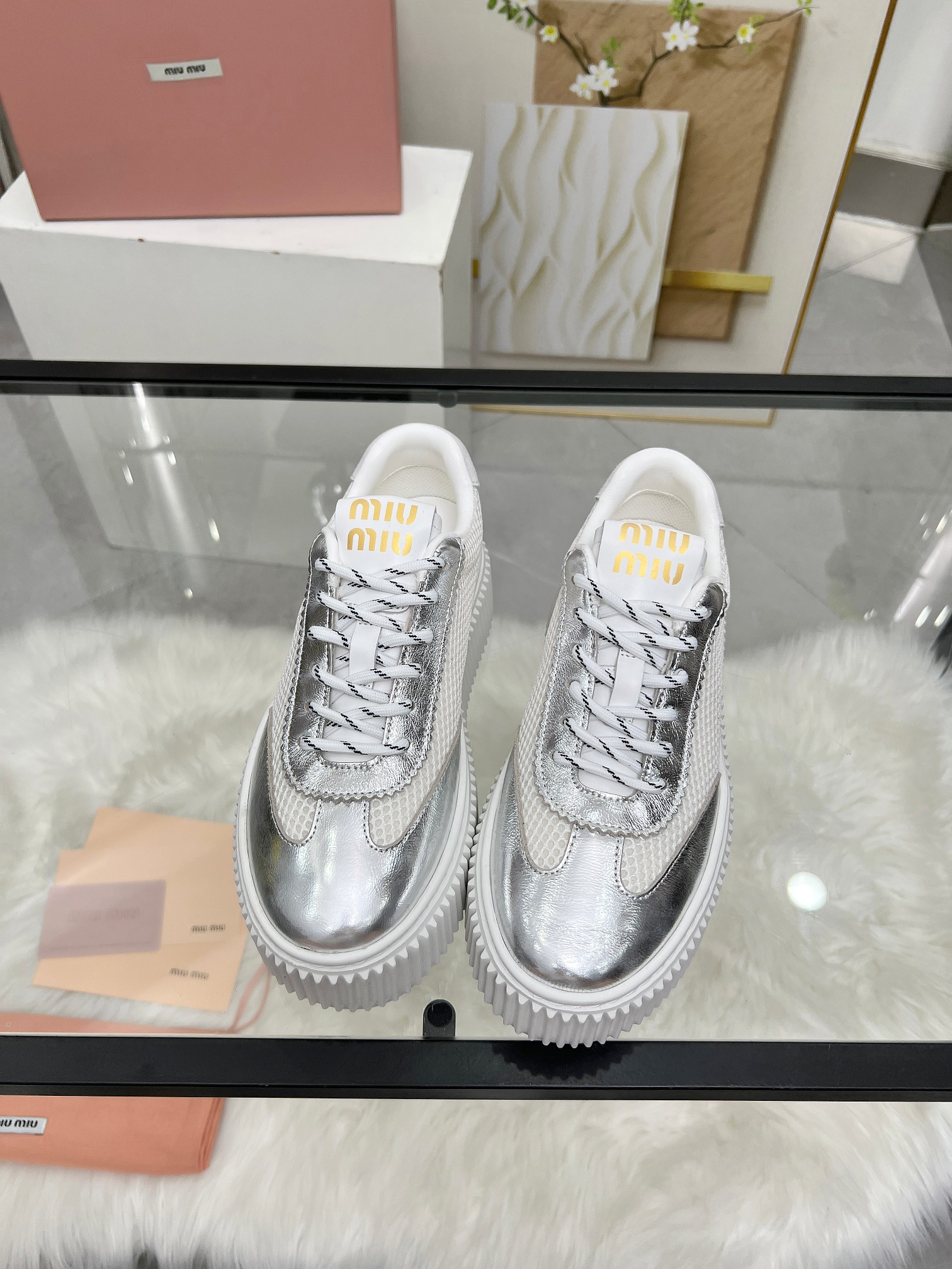 [TOP] Miu Miu Casual Shoes - Silver - 711 Luxury