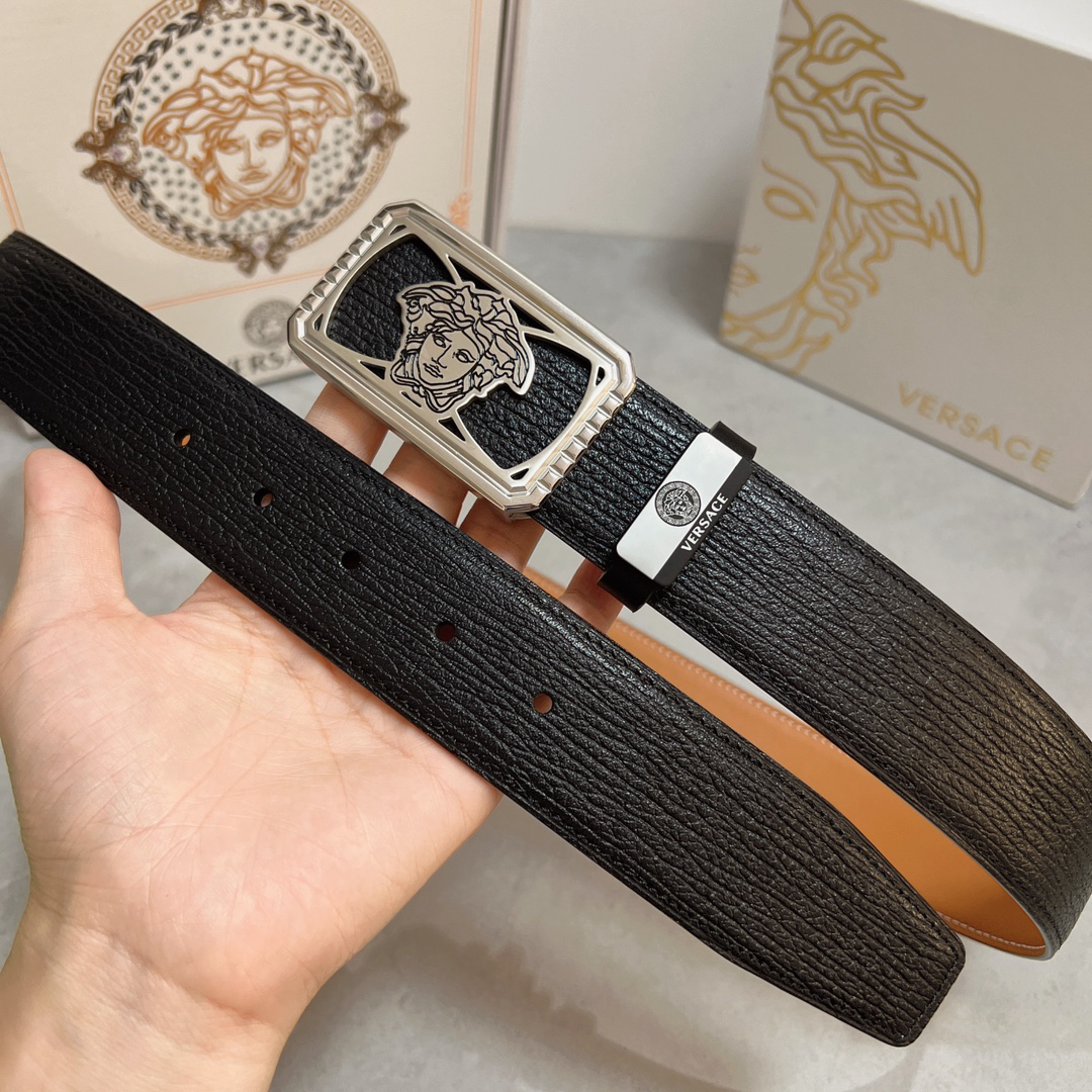 [TOP] VERSACE Men's Belt 3.8 cm - Black - 711 Luxury