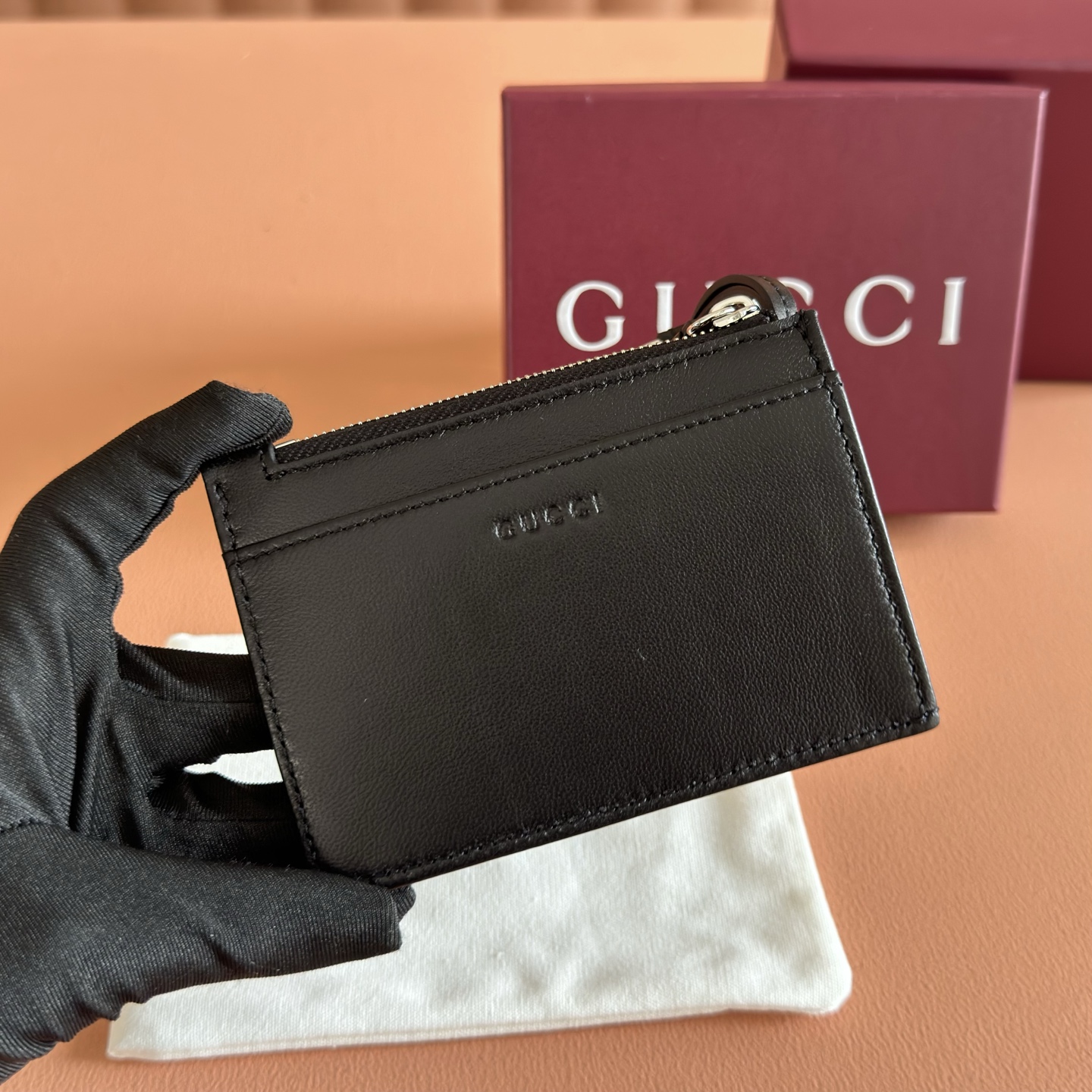 [TOP] GUCCI Coin Purse Lambskin 12x8.5cm - Black - 711 Luxury