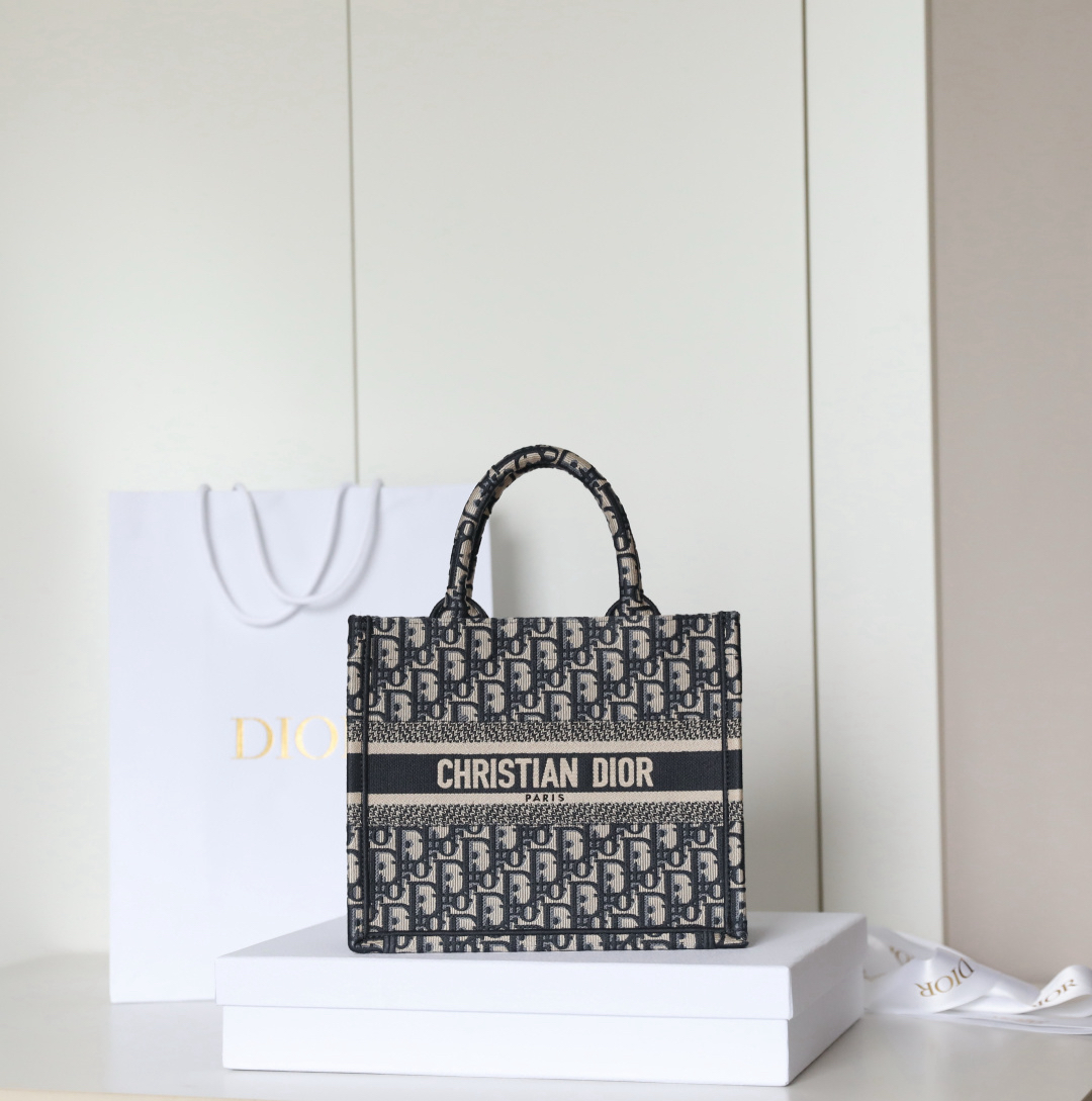 [TOP] Christian Dior Book Tote Bag 26.5x21x14cm - Navy Blue - 711 Luxury