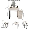 YVYKFZD Makeup Vanity Desk with Lighted Mirror, Dressing Table Set with Cushioned Stool, Modern Vanity Table with 3 Drawers, for Bedroom Small Spaces (Color : Cream White B, Size : 50cm/19.6in)
