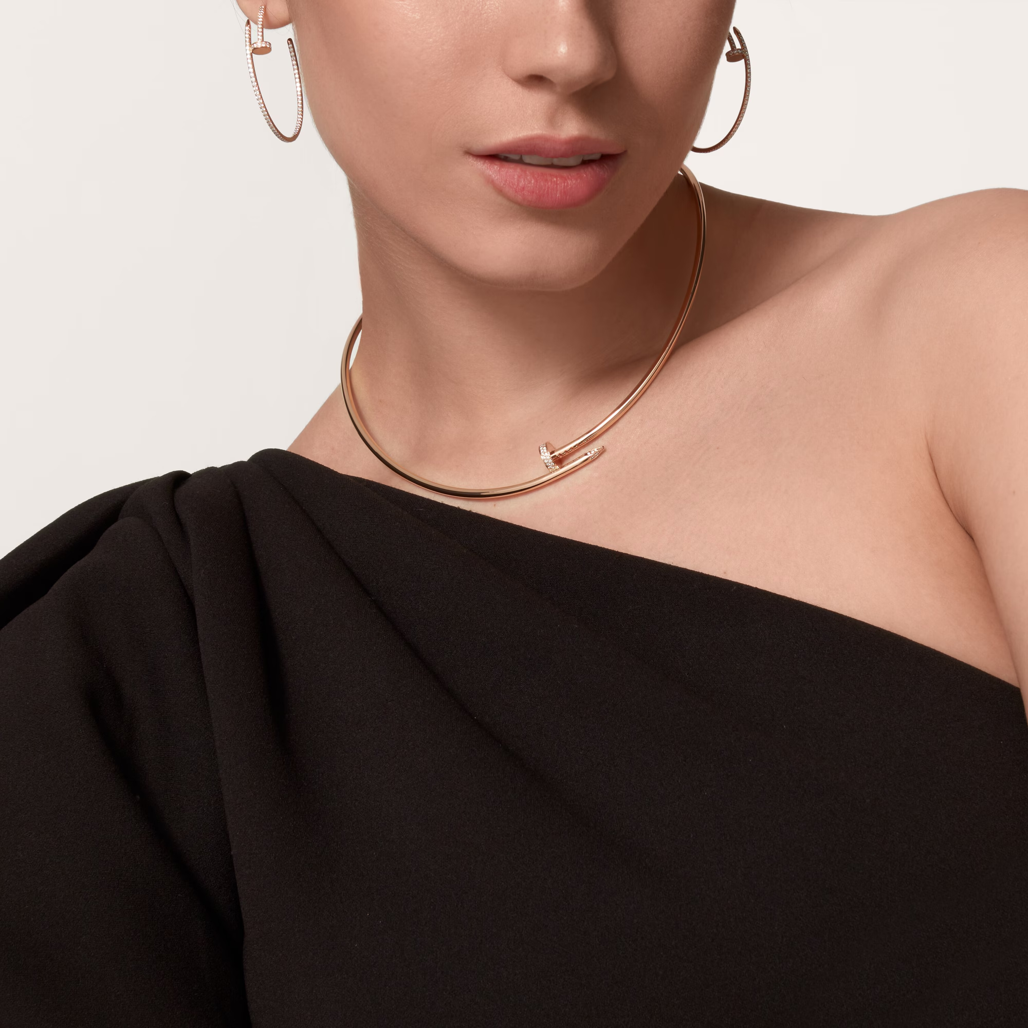 Carty Nails Solo Trace Necklace,Rose Gold,Moissanite