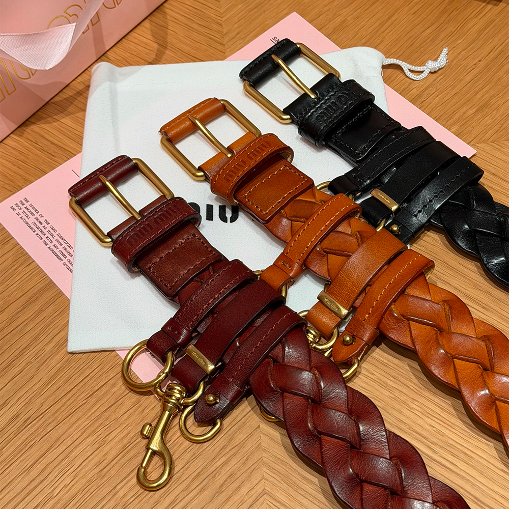 Designer Belt MiuMiu 35mm Cow Leather Woven Belt #389247 | Nigo Office