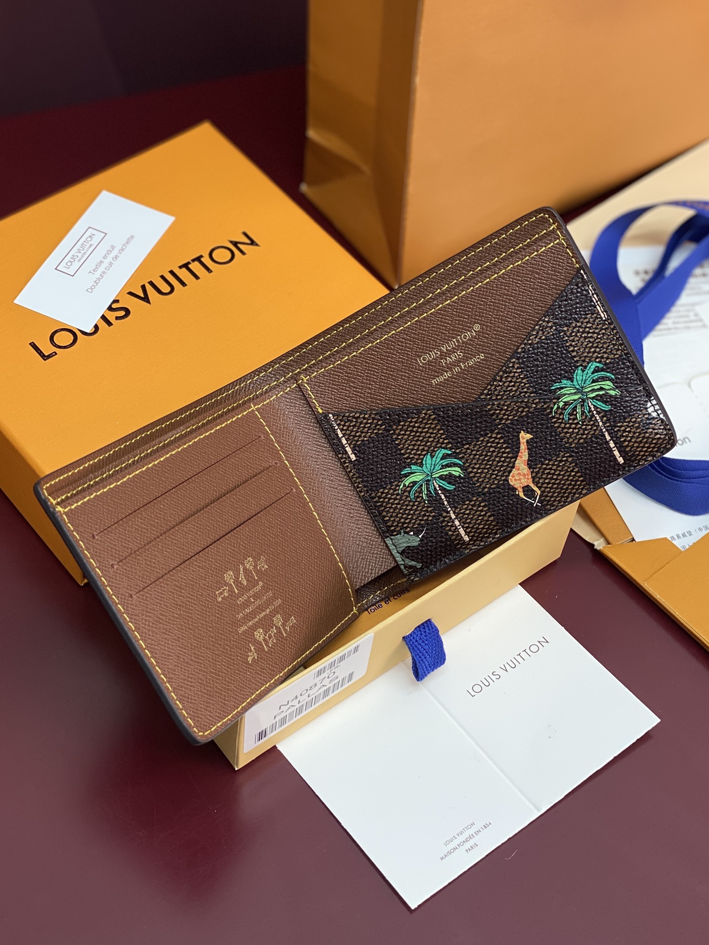 [TOP] Louis Vuitton LV X The Darjeeling Limited Multiple Wallet 11.5x9x1.5cm Damier Heritage - Brown
