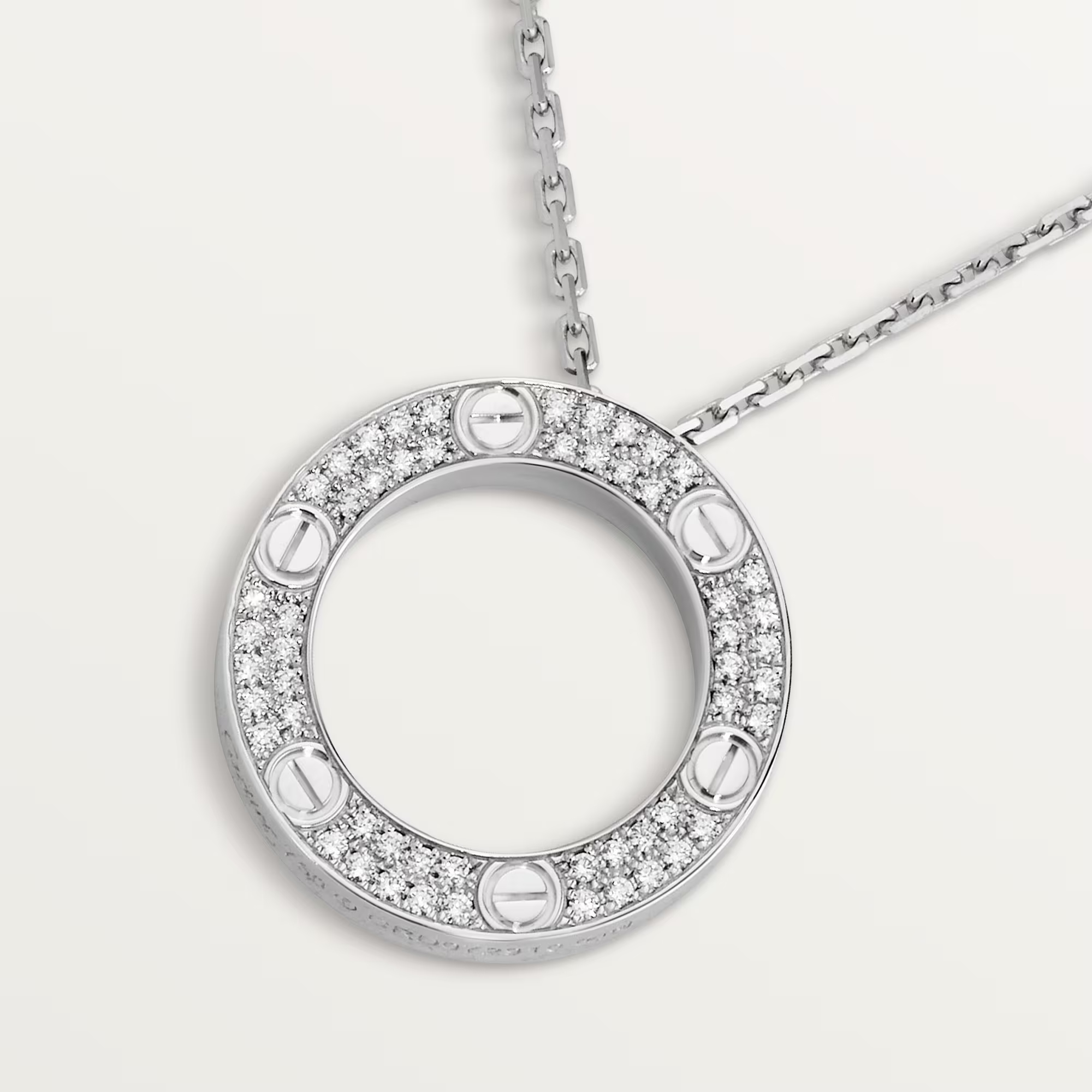 Carty Love Stardust Necklace, White  Gold, Paved  Moissanite
