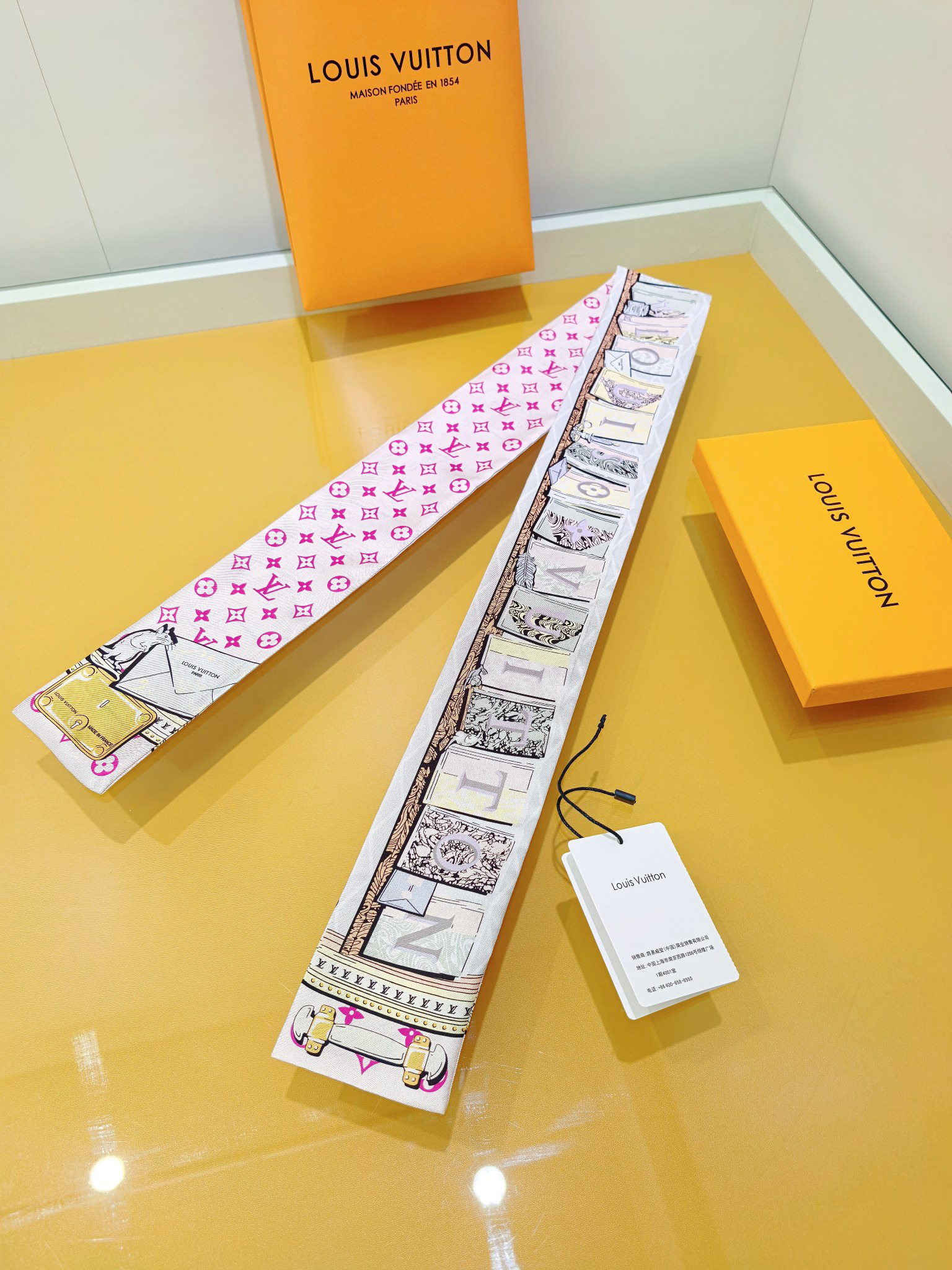 [TOP] Louis Vuitton LV Twilly Scarf 8x120cm - White and Pink - 711 Luxury