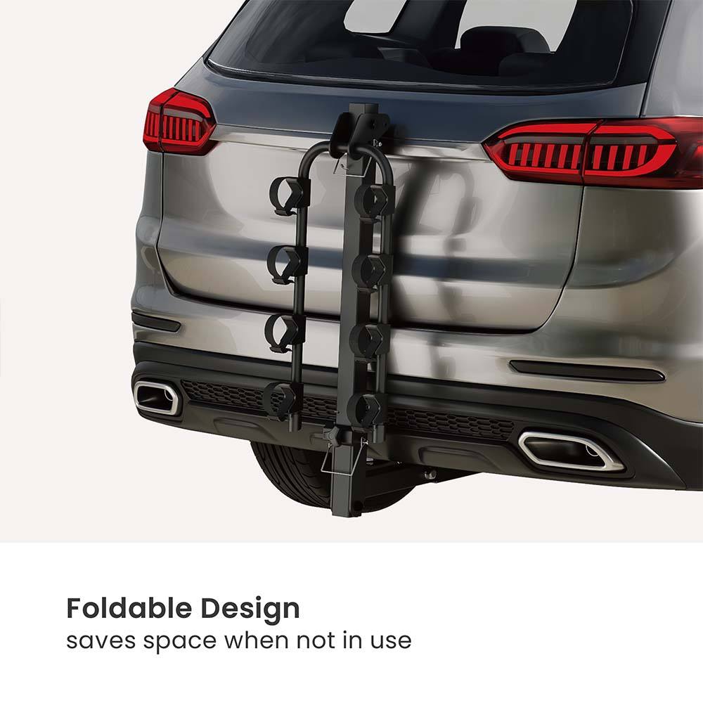 Foldable 4-Bike Hitch Rack – Heavy Duty Rear Mount Bicycle Hanging Rack for Trucks, SUVs, and Minivans