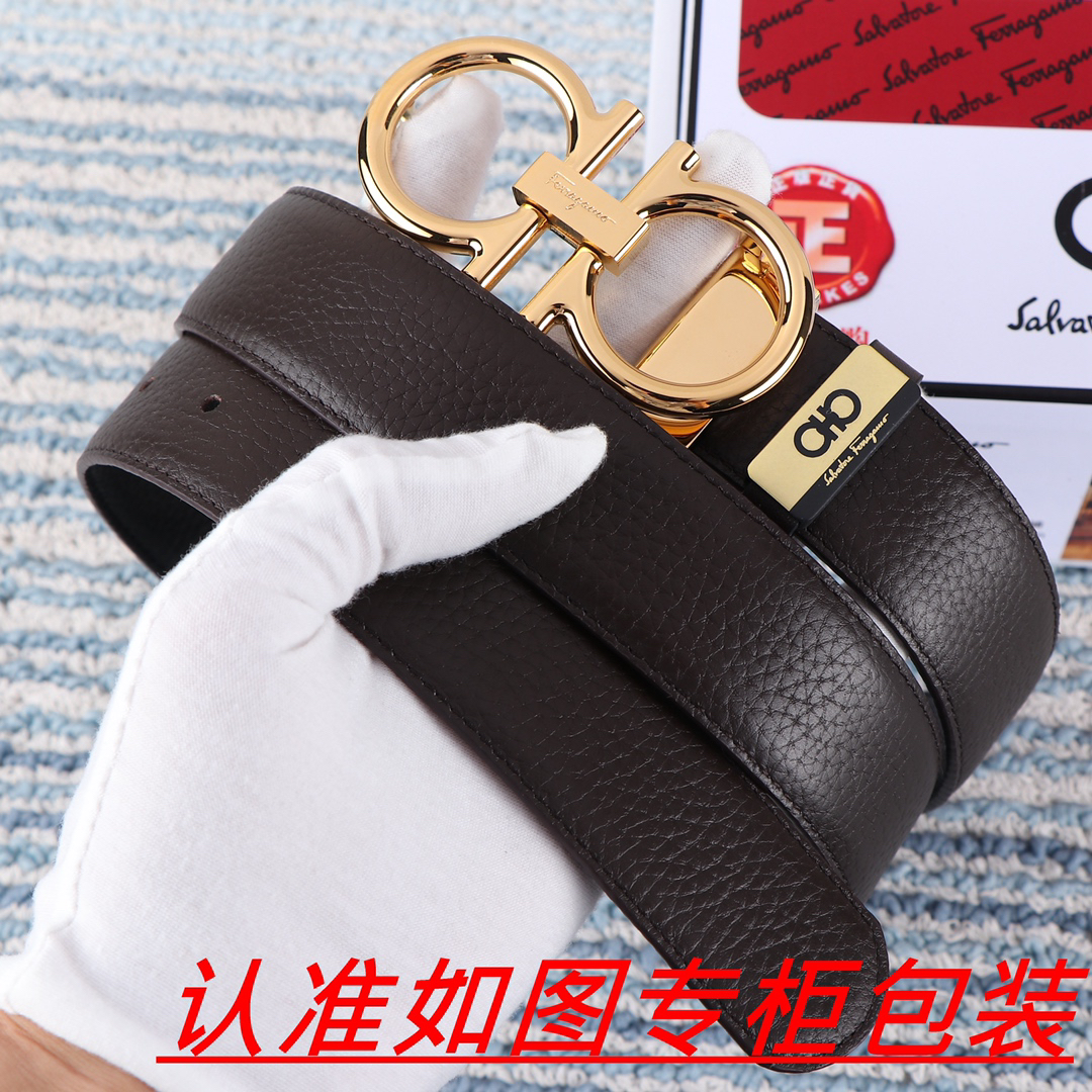 [TOP] Ferragamo Men's Belt 3.5cm - Black - 711 Luxury