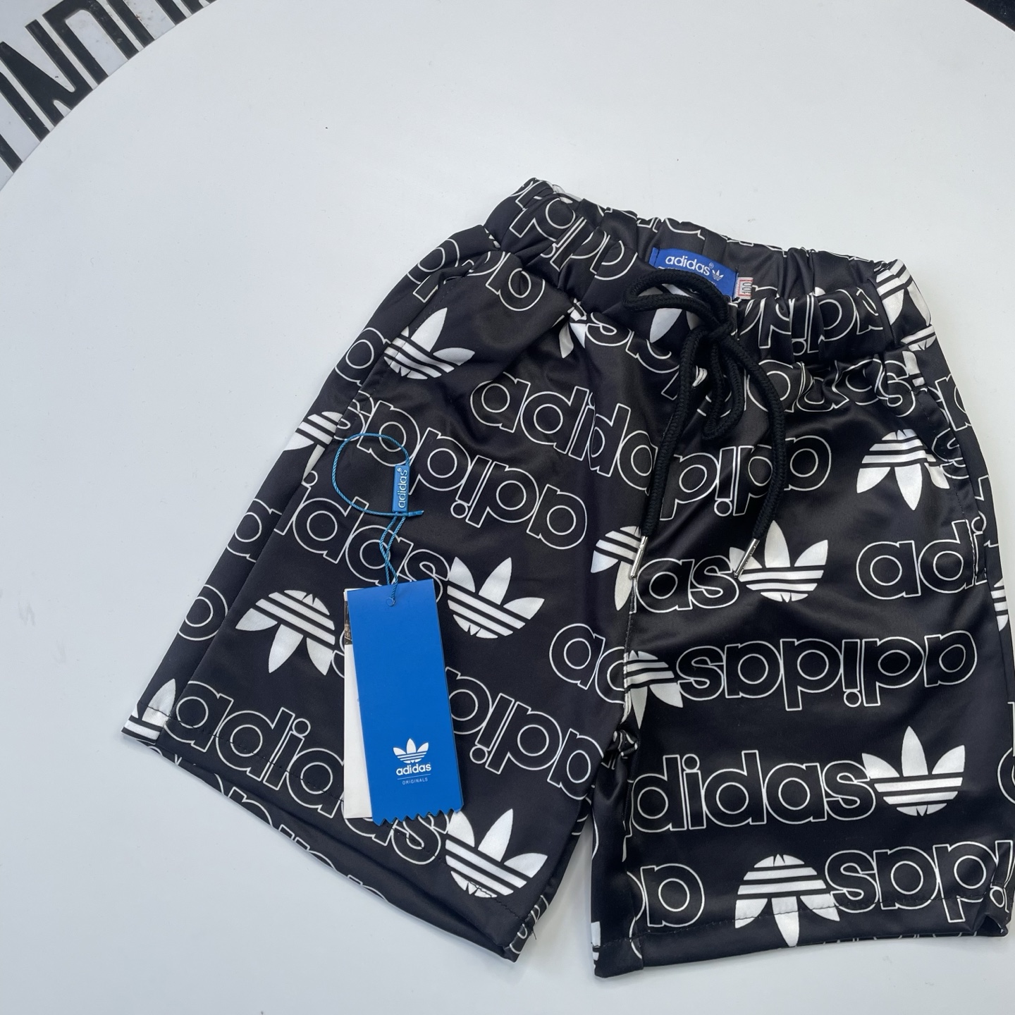 Adidas Kids All Over Trefoil Logo Print Lightweight Casual Shorts For Boys Girls Full Original Tags Sizes 100-150
