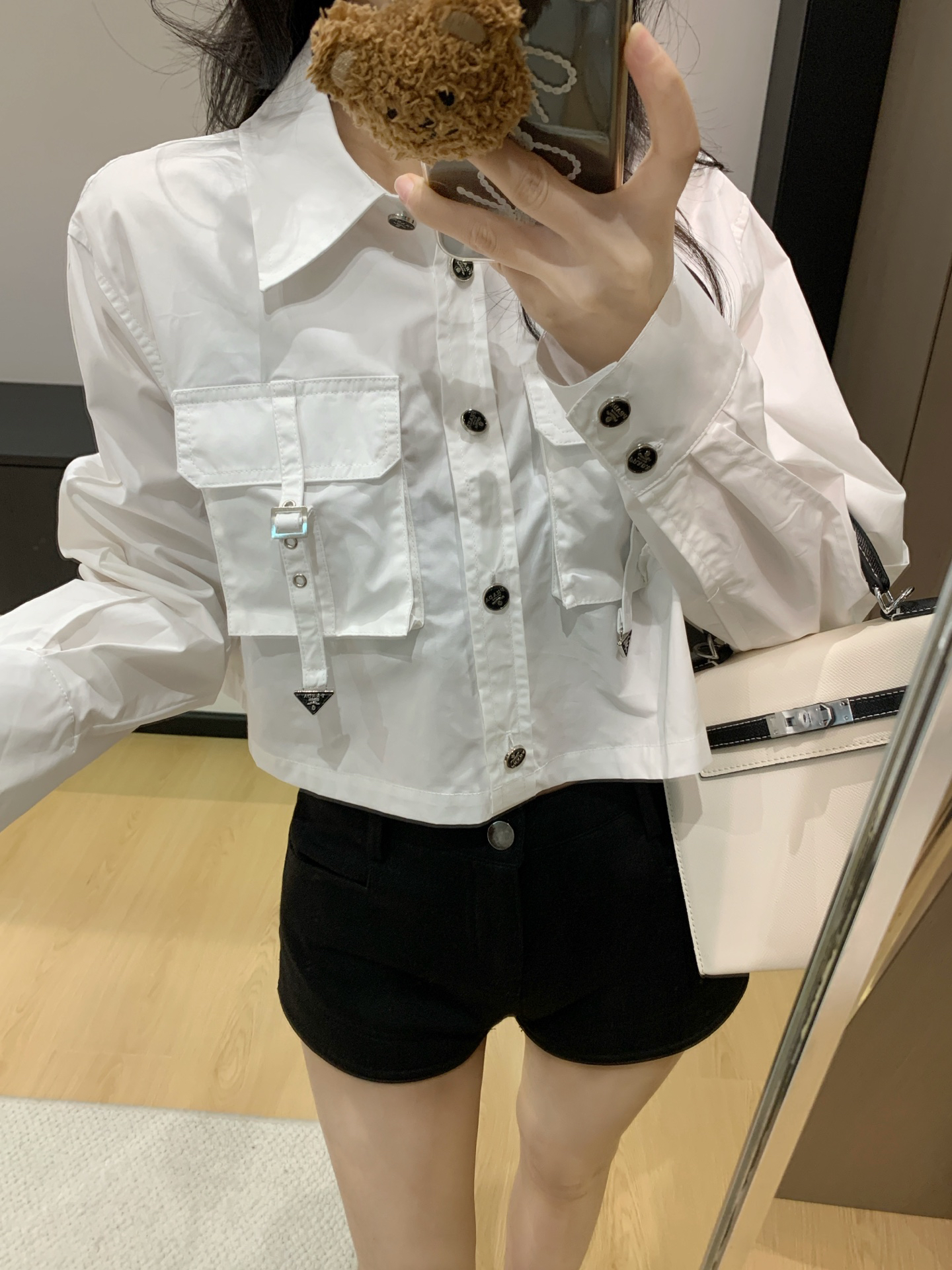 [TOP] PRADA Workwear-Style Short Shirt - White
