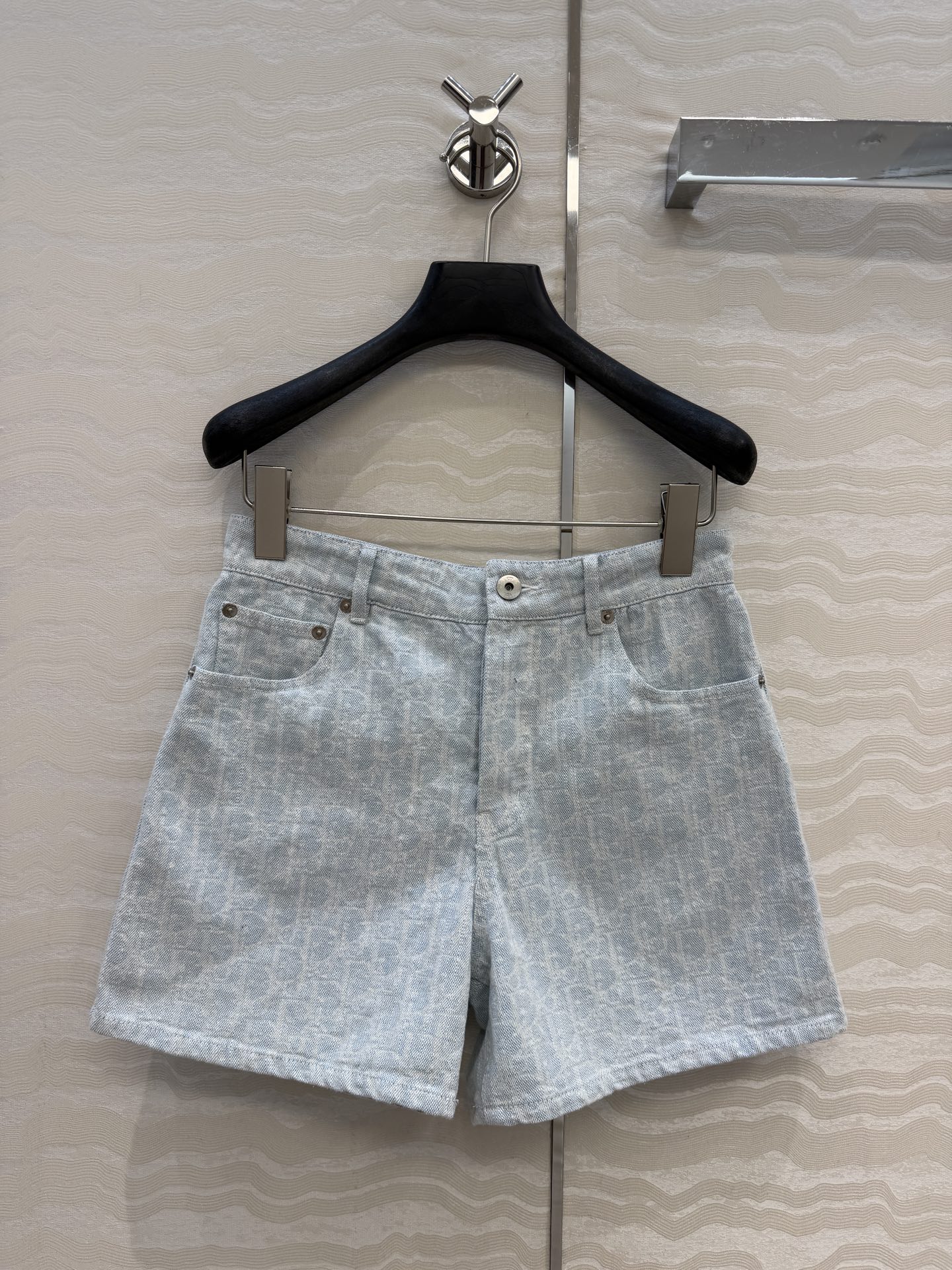 DIOR Shorts Light Blue Dior Oblique Washed Cotton Denim #386396