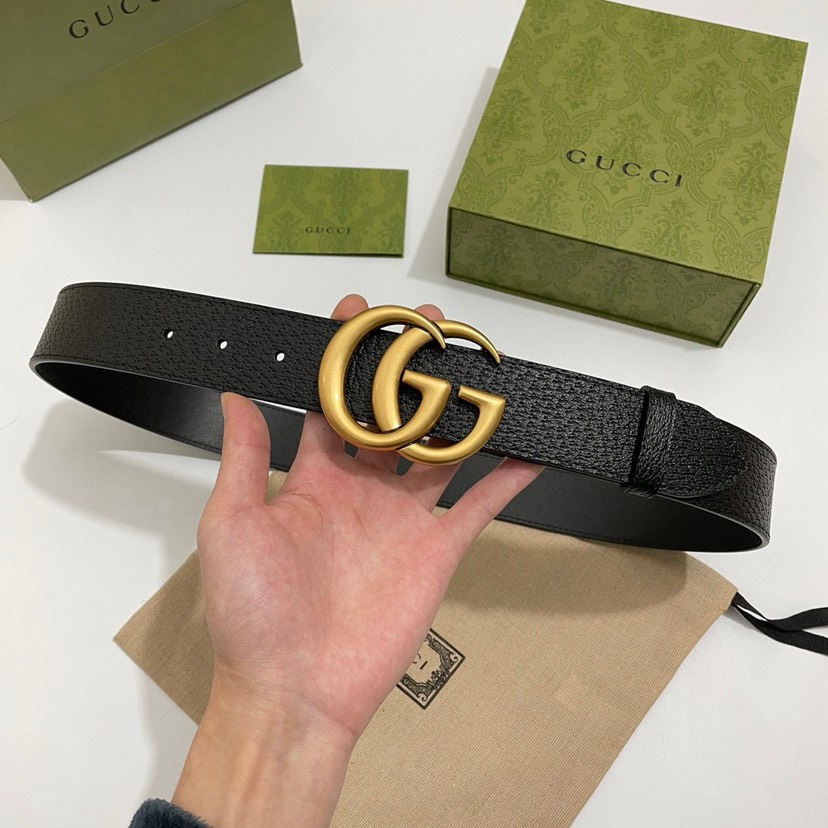 [TOP] GUCCI GG Belt Cowhide 4.0cm - Black - 711 Luxury