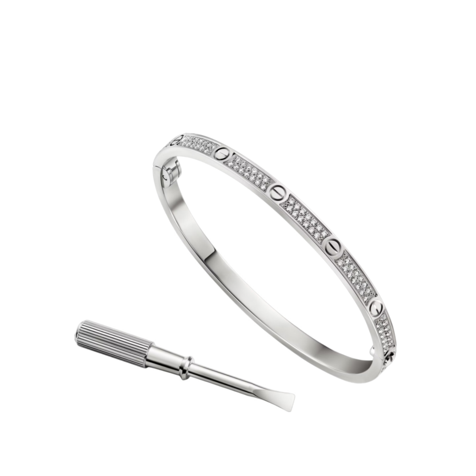 Carty Love Stardust Bracelet ,White Gold ,2 row Moissanite