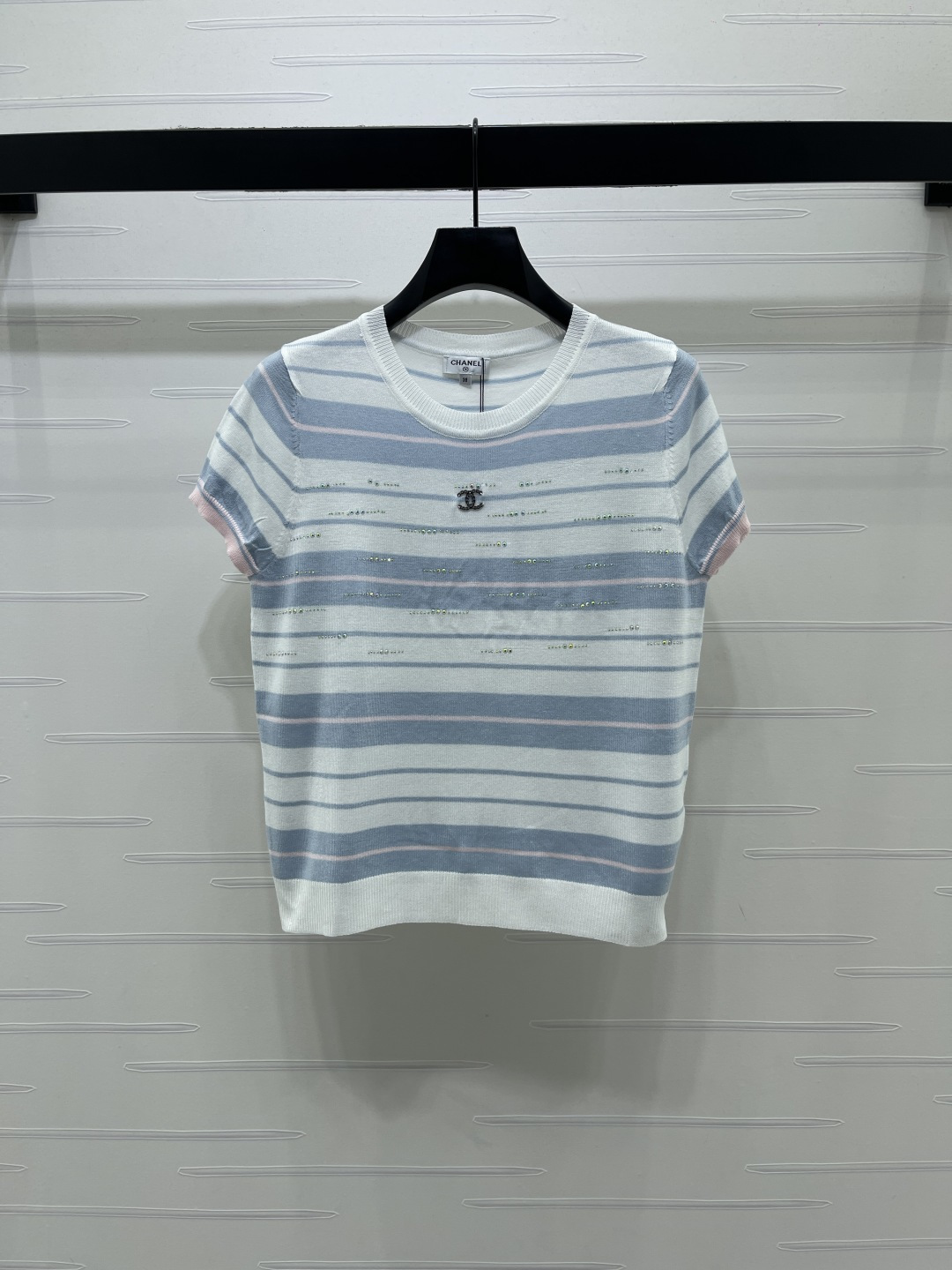 [TOP] CHANEL Knit Top - White and Blue - 711 Luxury