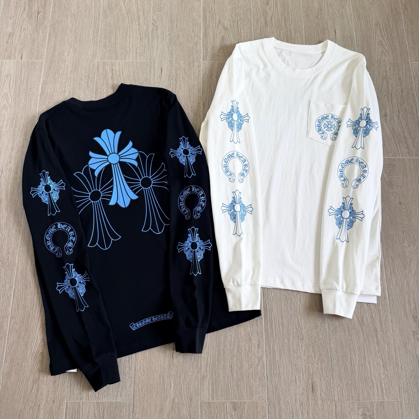 Chrome Hearts Blue Cross Long Sleeve T-shirt #387105