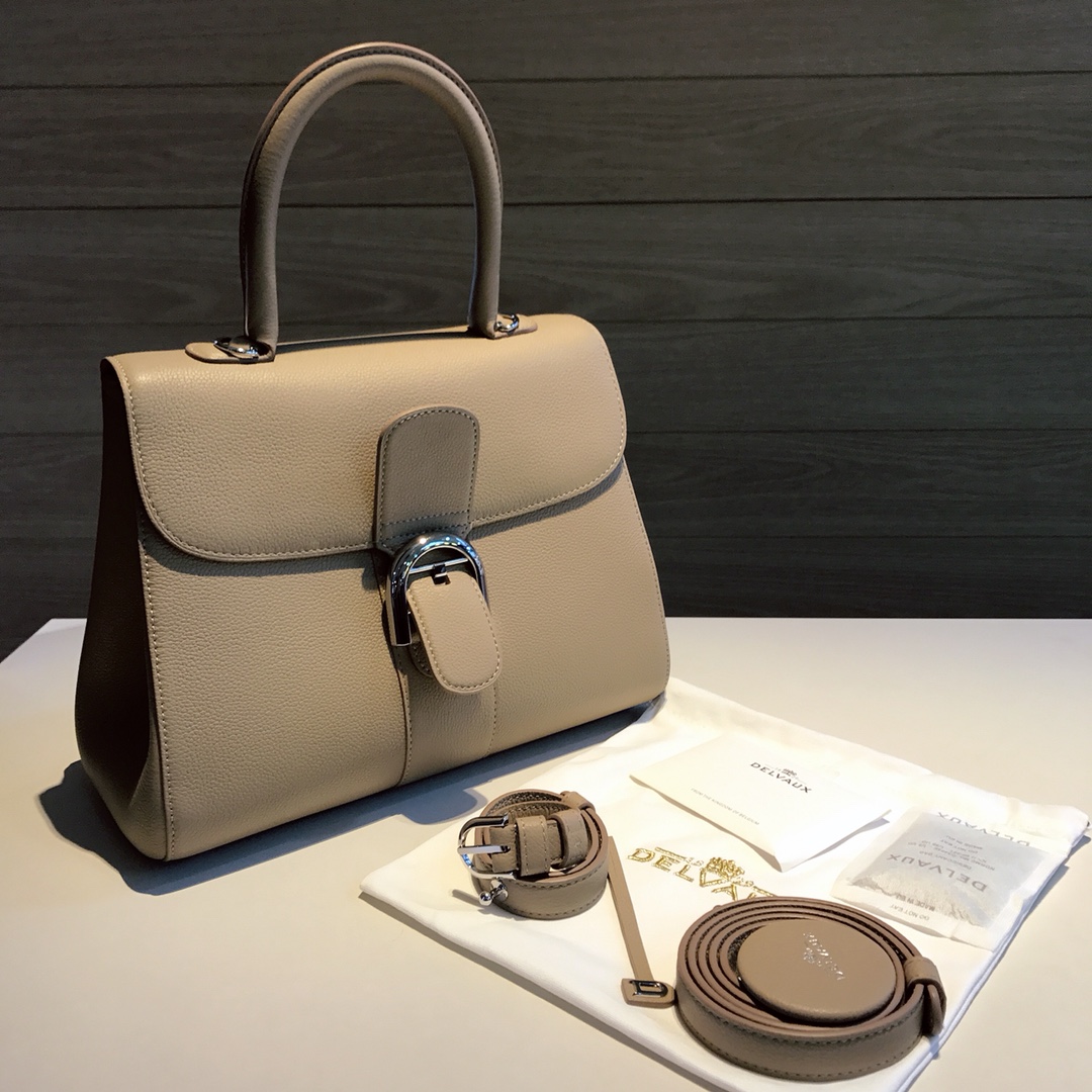 [TOP] Delvaux Brillant Bag Togo Leather 28x13.5x22.5cm - Gray - 711 Luxury