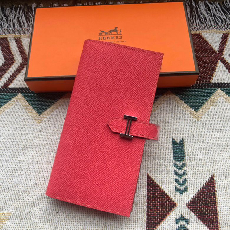 [TOP] HERMES Bearn Wallet Epsom Leather 17.5/9.5cm - Pink - 711 Luxury