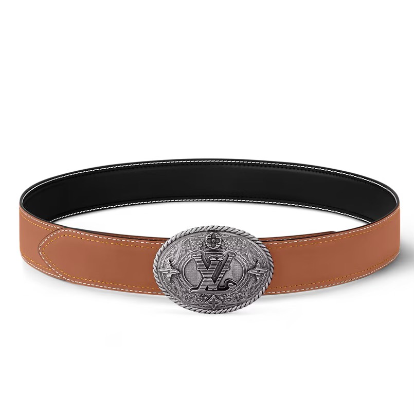 [TOP] Louis Vuitton LV Shield Western Belt  3.4cm - Black - 711 Luxury
