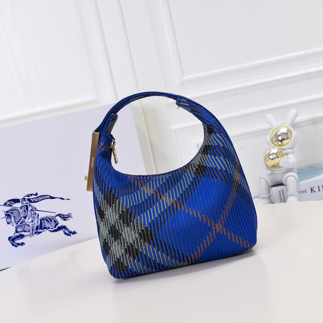 [TOP] BURBERRY Plaid Bag 21.5 x 10.5 x 23cm - Blue - 711 Luxury