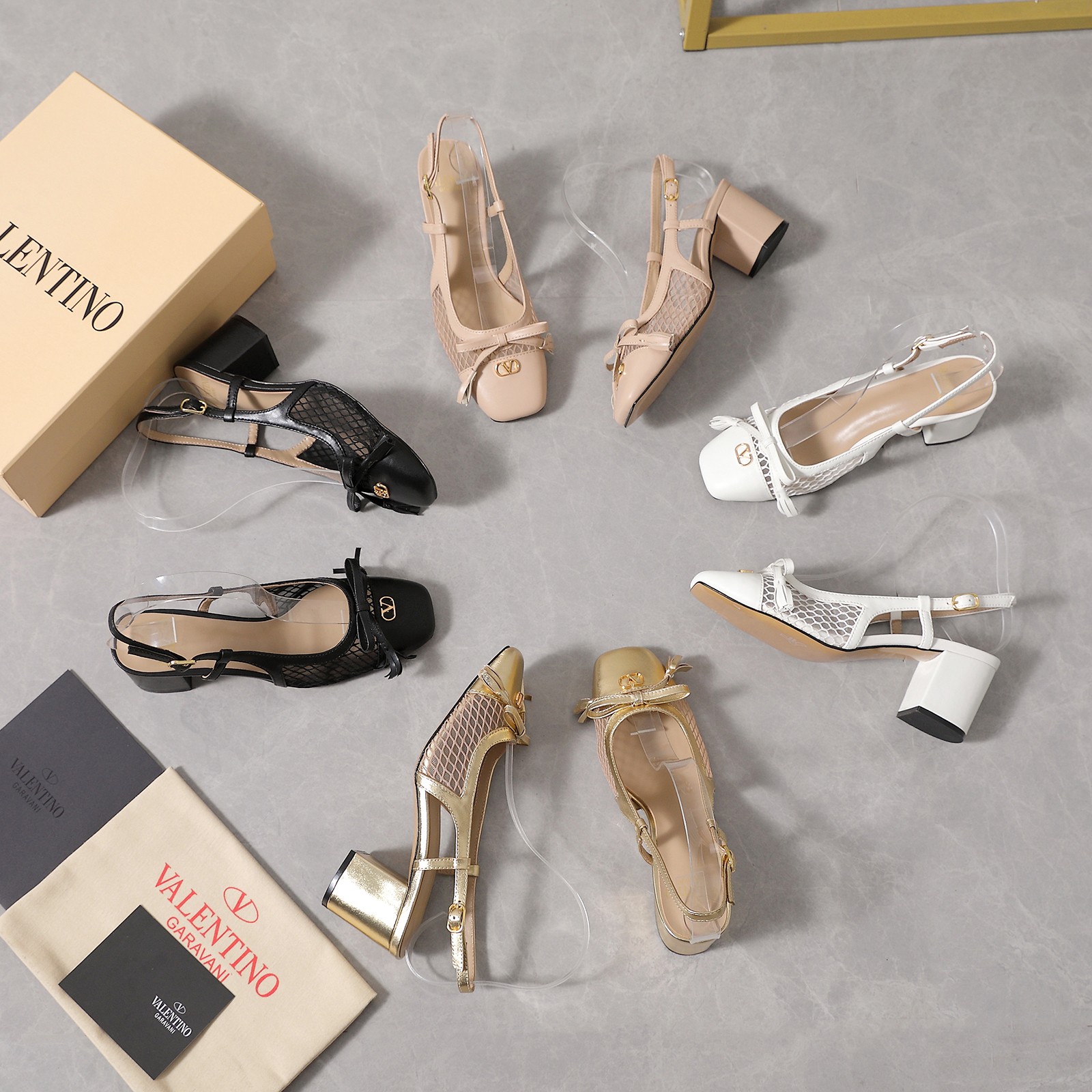 Valentino Valet Du Roi Slingback Pump In Mesh And Kidskin 60mm for Woman #379977