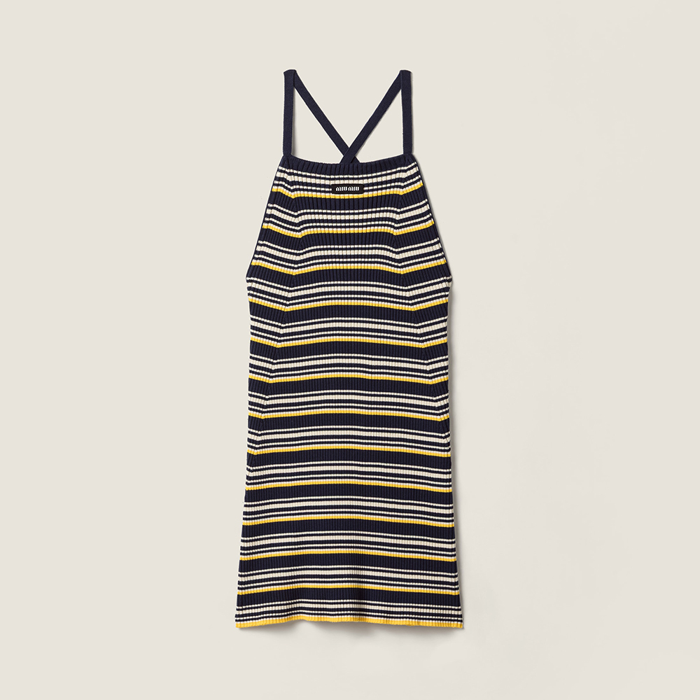 MiuMiu Navy Cotton Knit Mini Dress #379926